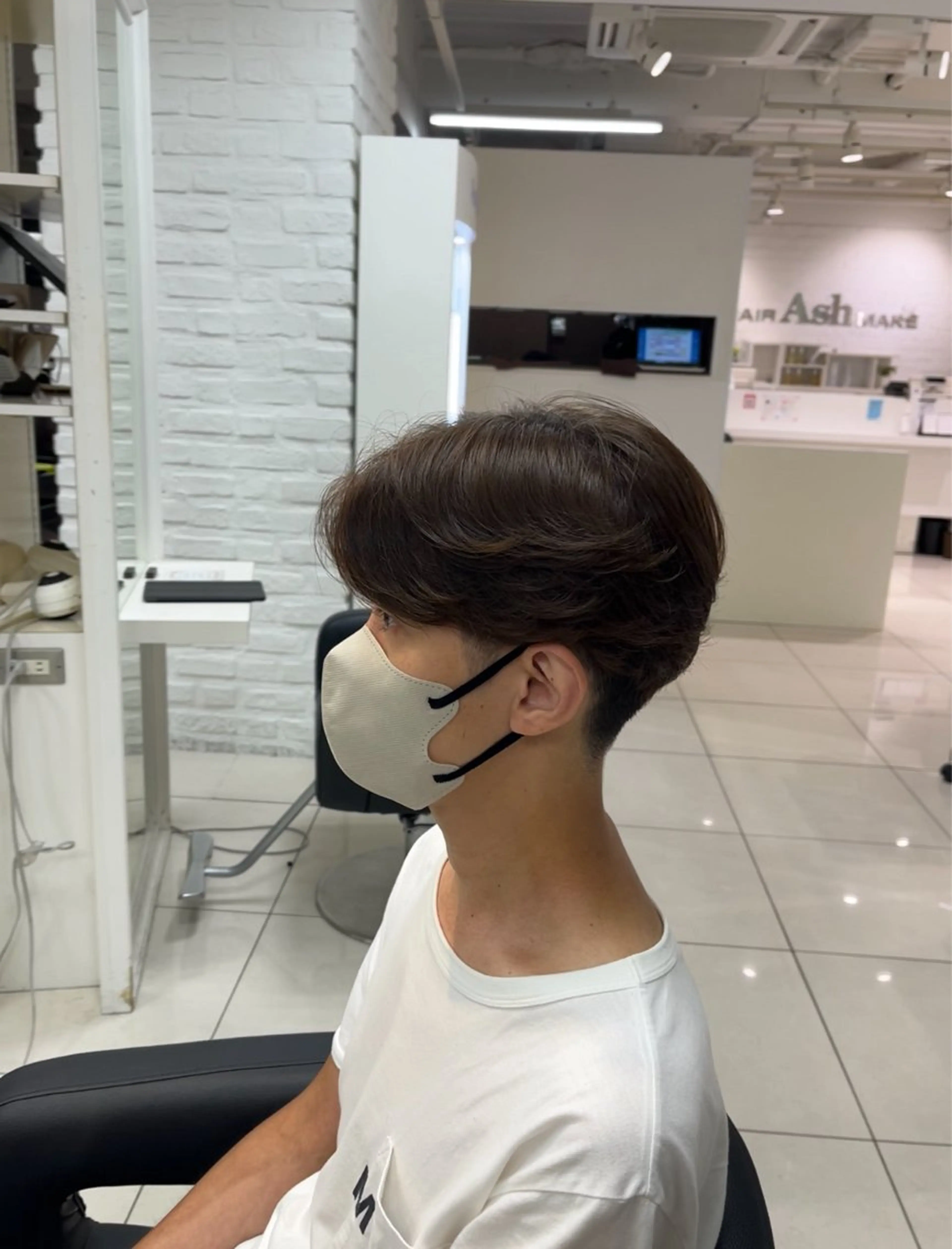 ショート カラー パーマ メンズ カット 【シャドウパーマ センターパート】義心のヘアスタイル