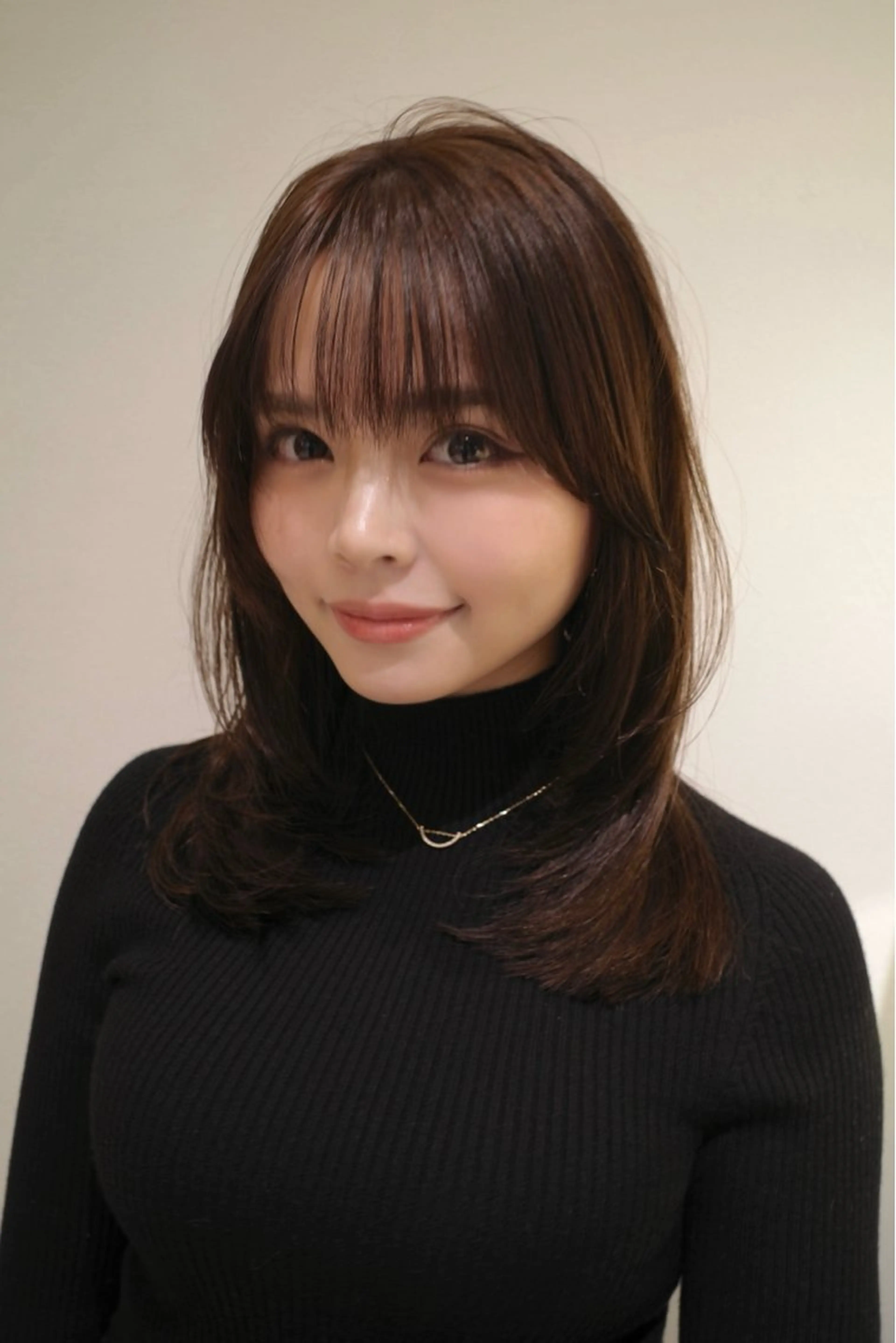 ミディアム カラー ブラウンカラー 透明感カラー 顔まわりレイヤー 顔周りカット 髪質改善 カット ヘアカラー トリートメント ヘアセット 韓国レイヤー🇰🇷 韓国研修◎渋谷カイトのヘアスタイル