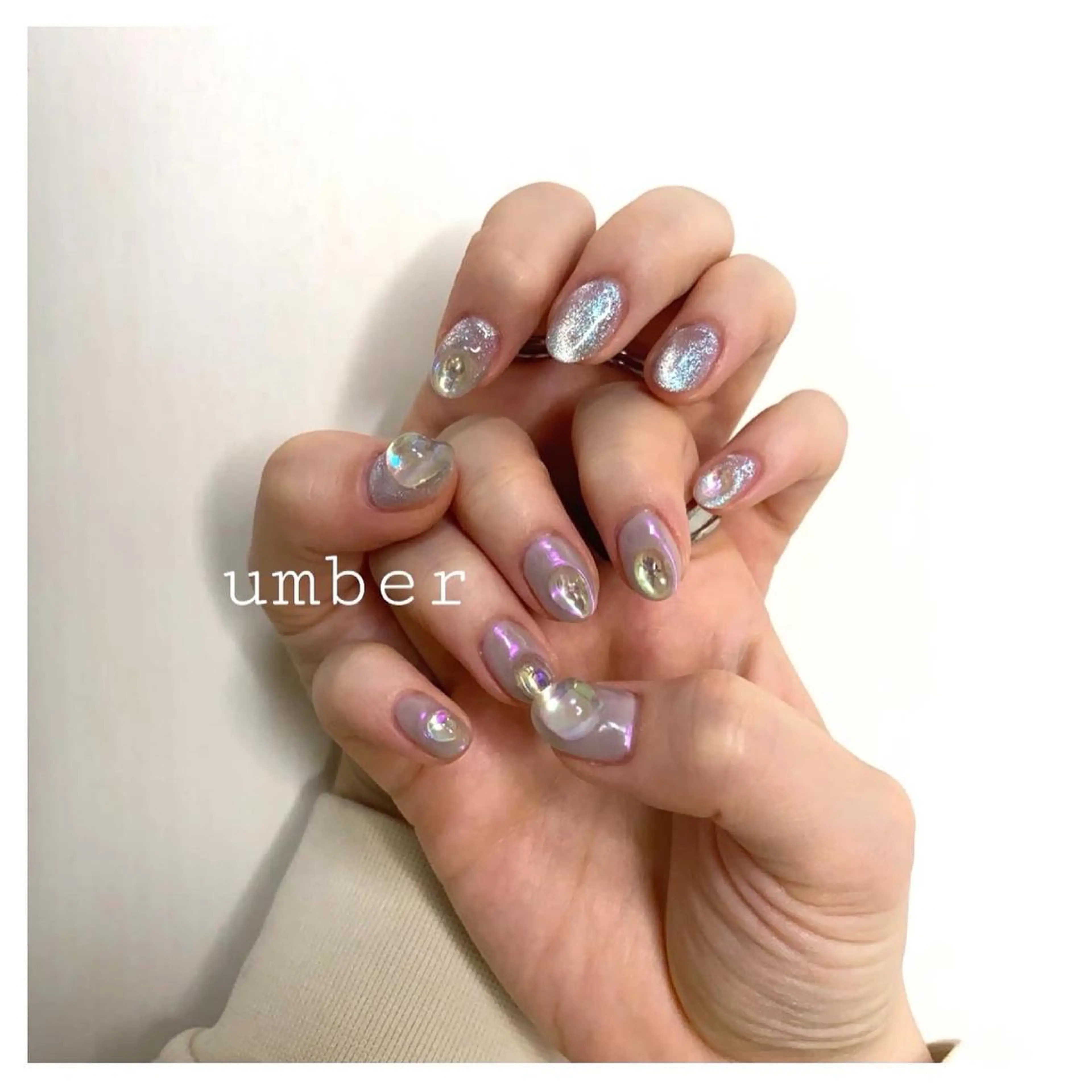 ネイル オーロラネイル クリアネイル フラッシュネイル フットネイル フレンチネイル ハンドネイル umber 三茶1分のネイルデザイン