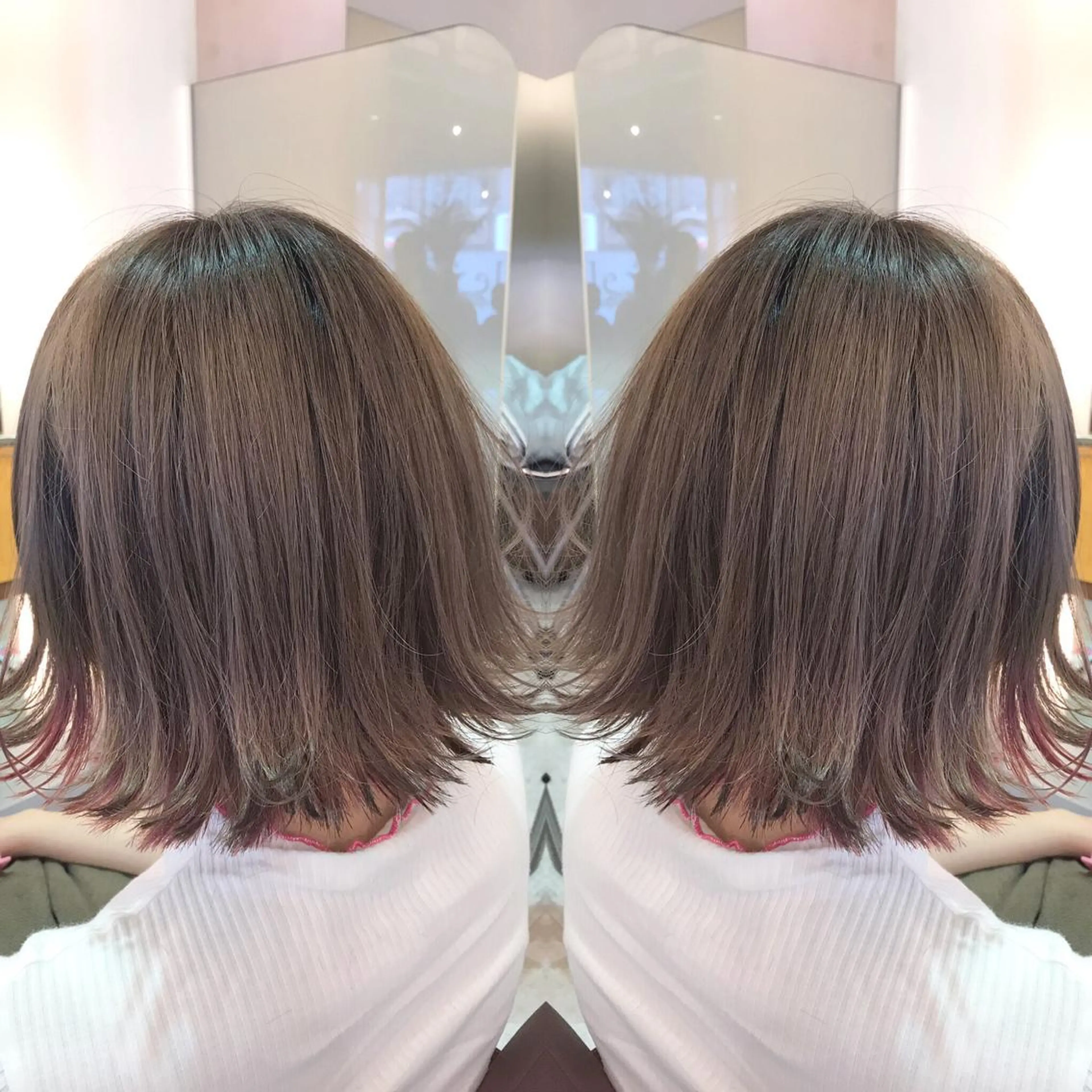 ショート カラー 切りっぱなしボブ ピンクカラー ボブ 青木 茂樹⭐️ 透明感カラーのヘアスタイル