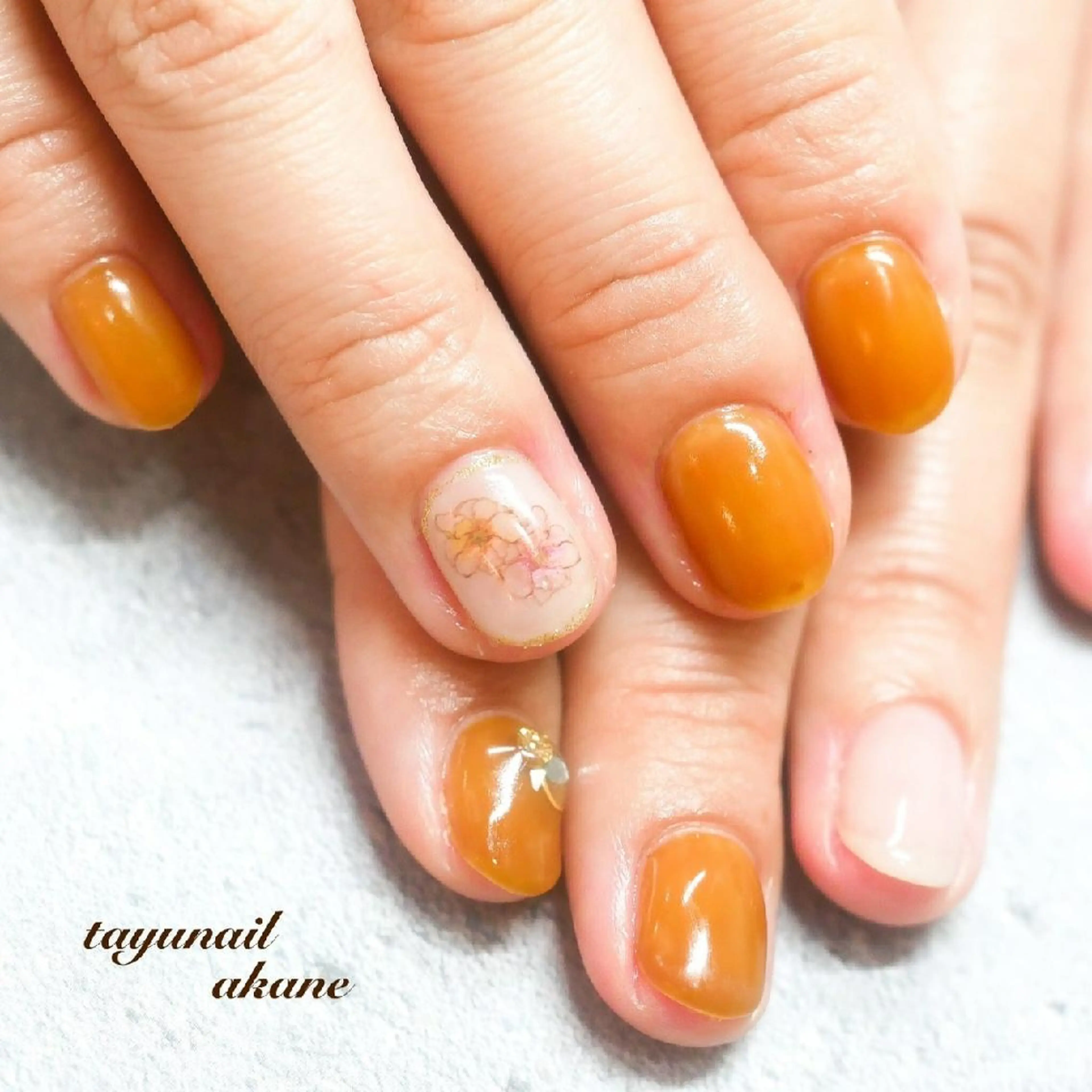 ネイル アートネイル べっ甲ネイル ブルー ジェルネイル パラジェル ネイルサロン 【たゆnail】のネイルデザイン