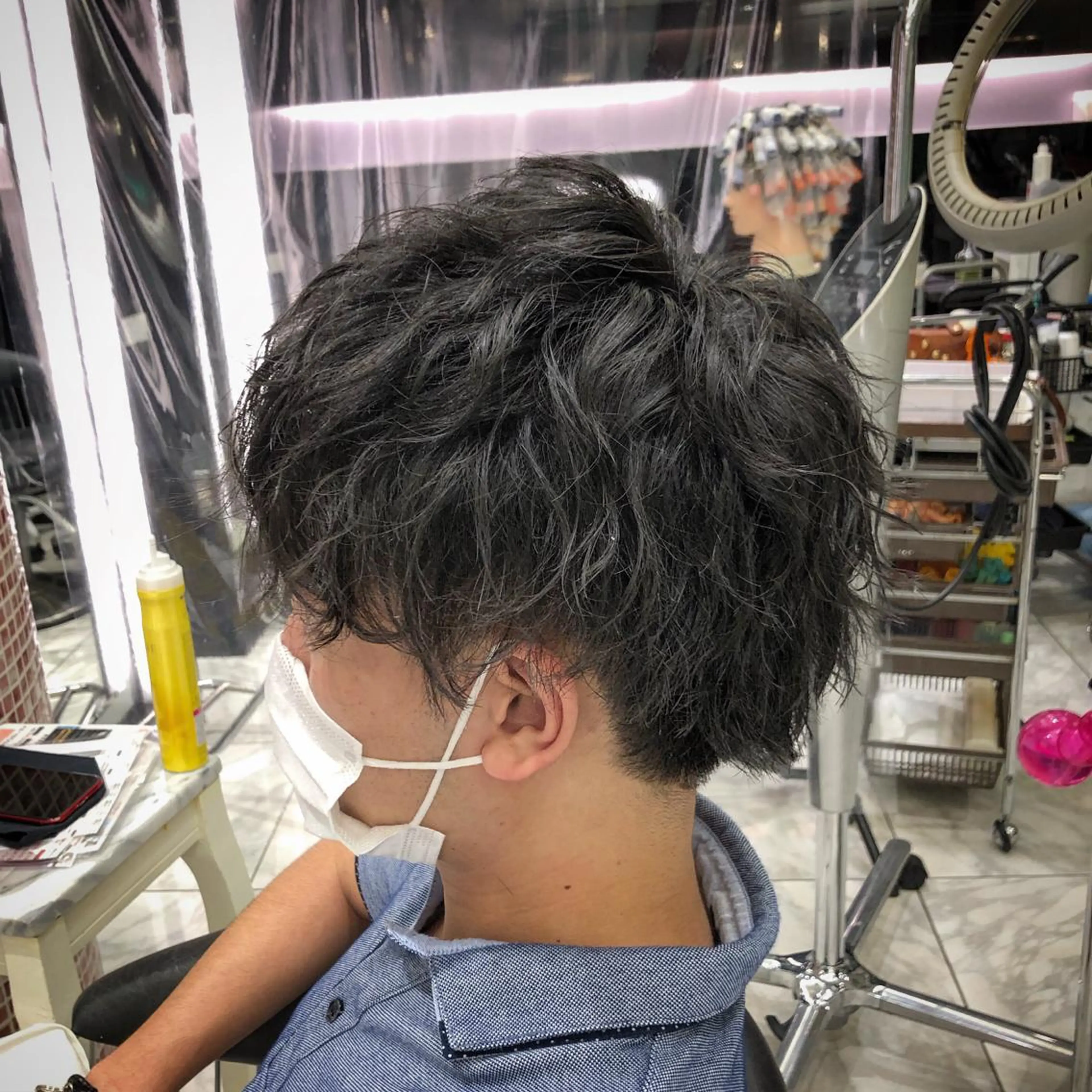 ショート パーマ メンズ マッシュ メンズパーマ スパイラルパーマ カット パーマ 波巻きウェーブ 韓国風パーマ 纐纈のヘアスタイル