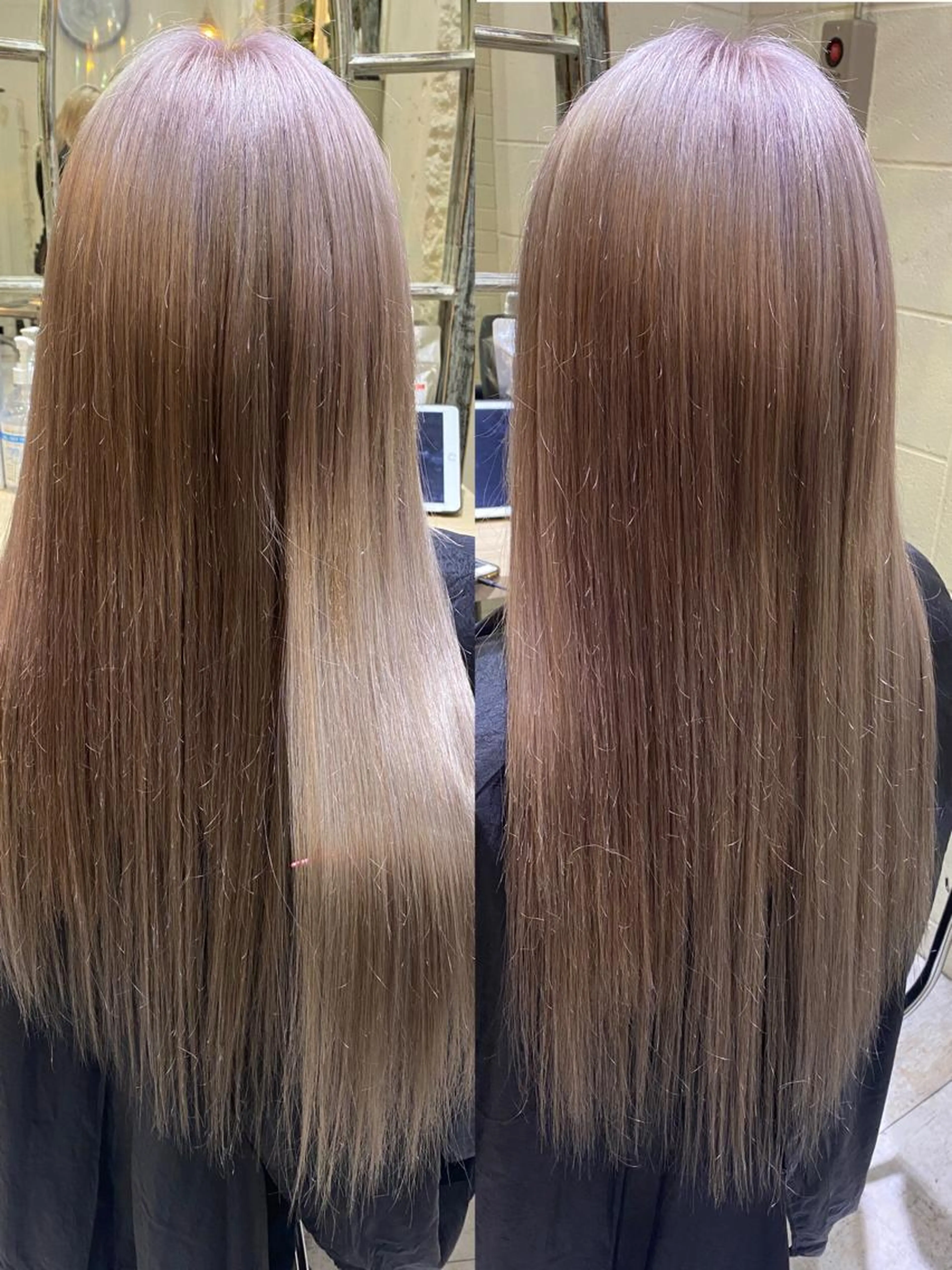 🔴【ダブルカラー】🤗胸下🌈最高級シールエクステ60本＋ケアブリーチ＋カラー＋トリートメント＋カット🌈の写真