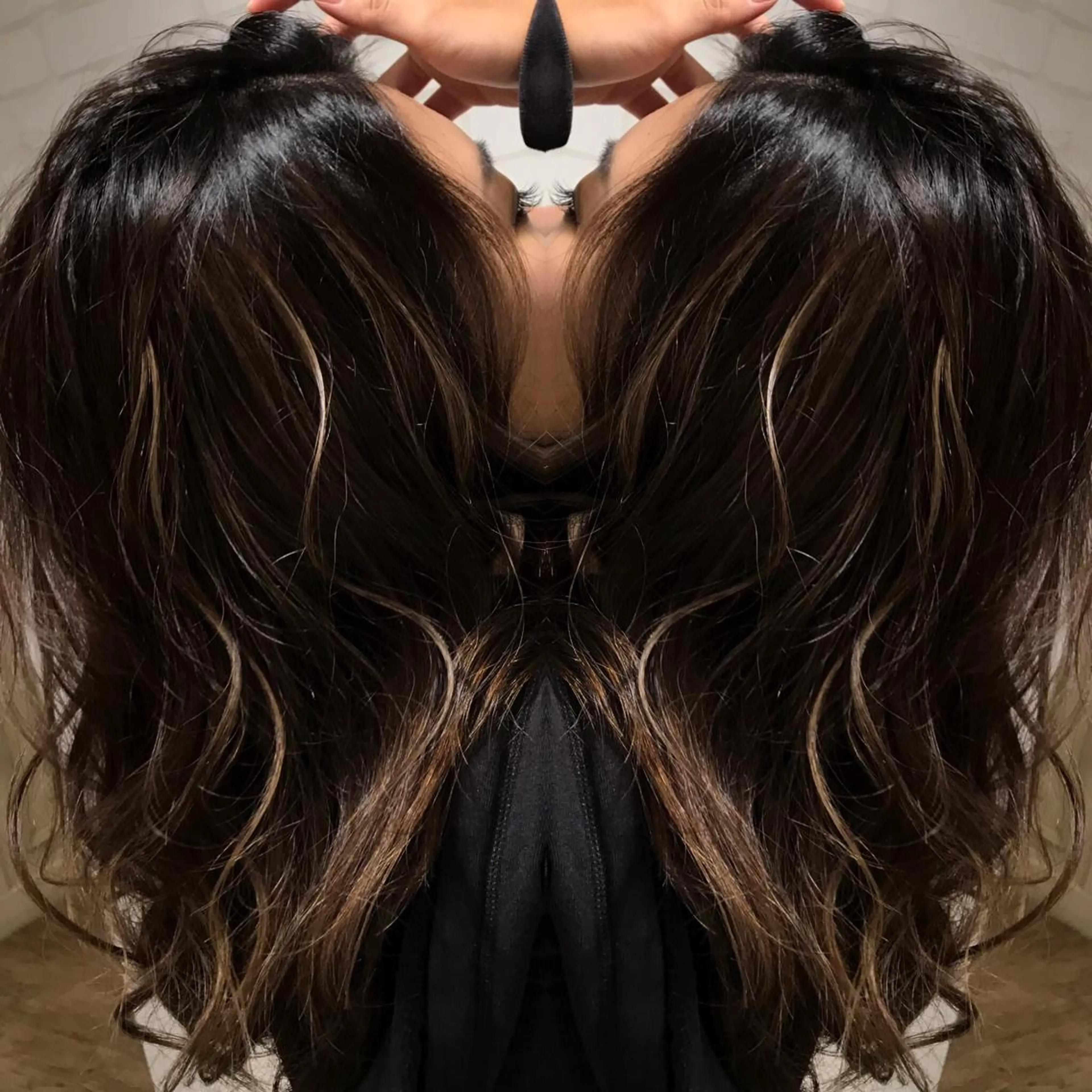 セミロング ハイライト Selene hair OSAKAのヘアスタイル