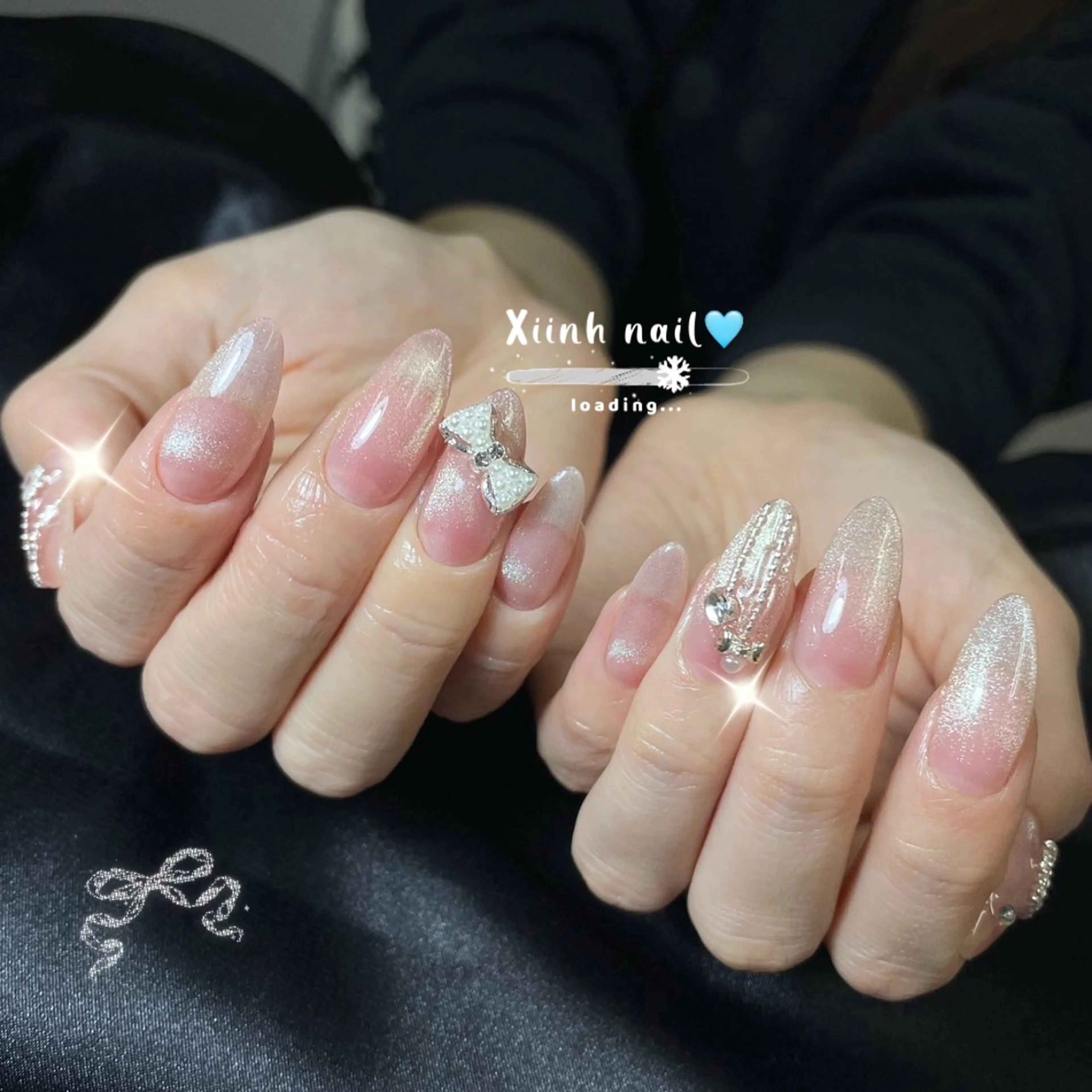 ネイル ブラウン チークネイル 桜ネイル 長さ出し フットネイル ハンドネイル XIINH NAIL SALONのネイルデザイン