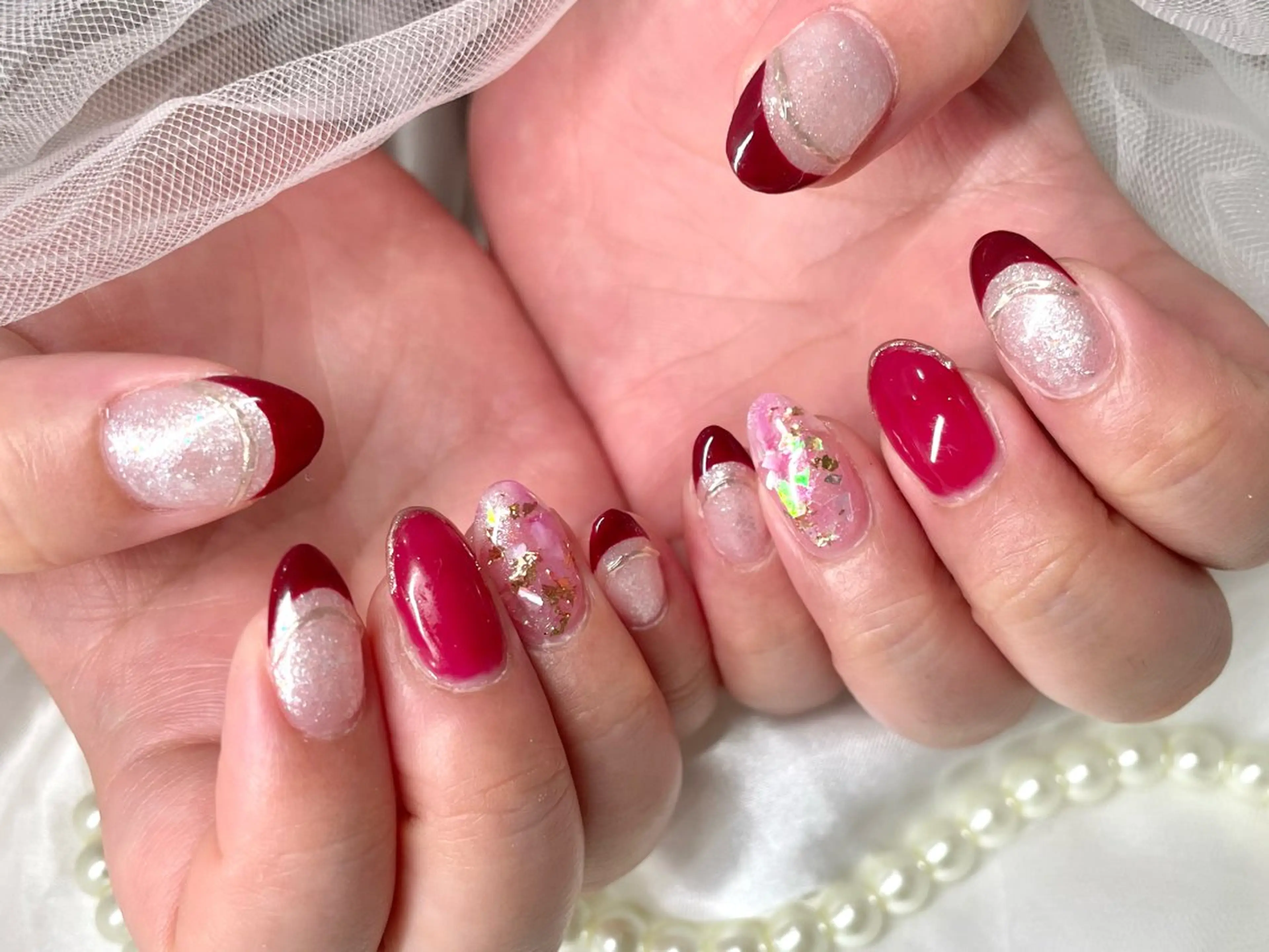 ネイル フレンチネイル ピンク 春ネイル ハンドネイル ゆりか ジョアアンジェ福島のネイルデザイン