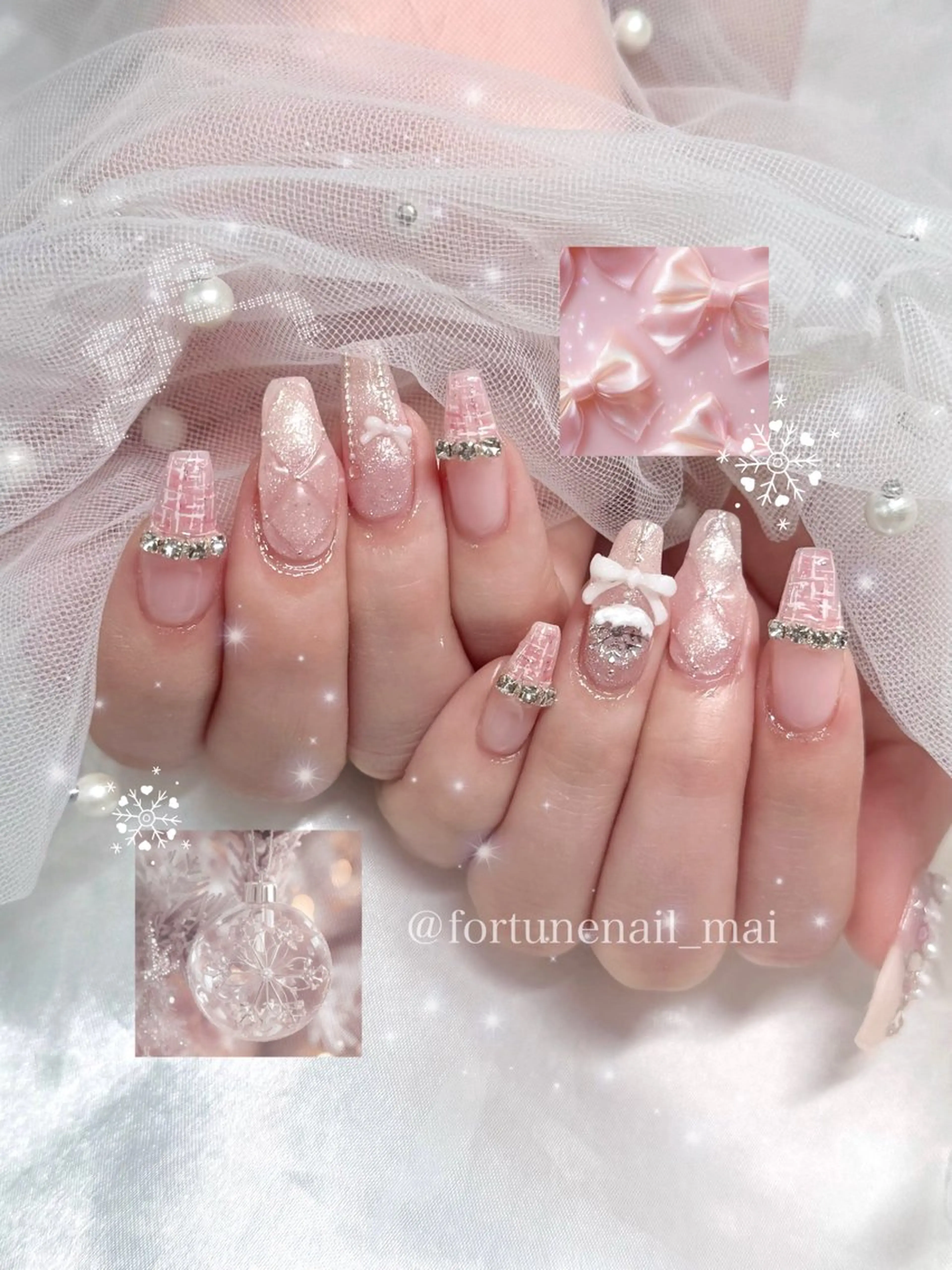 ネイル ツイードネイル ハンドネイル 🎀Mai 🎀4/15空✩.*のネイルデザイン