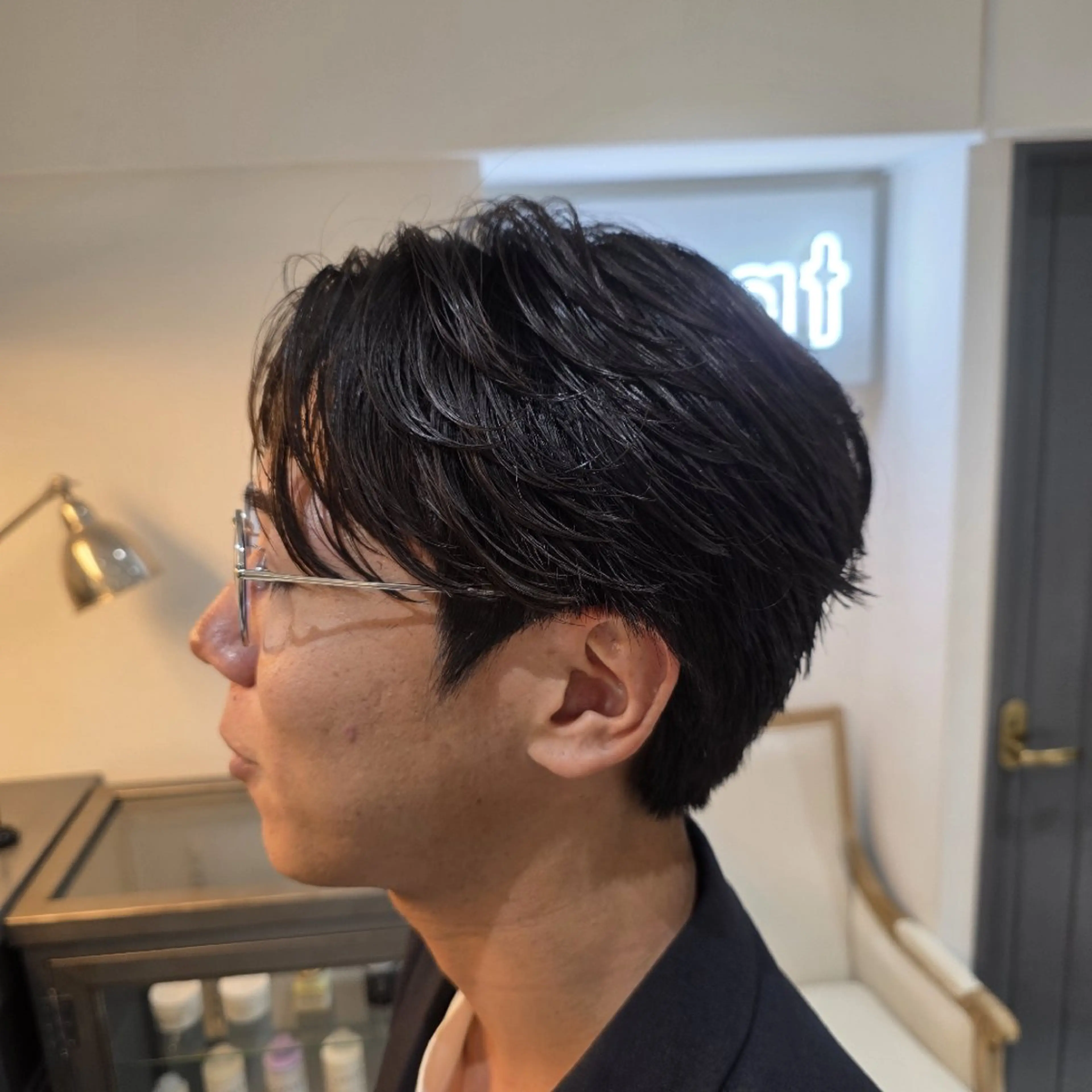 ミディアム メンズ パーマ ミディアムパーマ メンズパーマ ニュアンスパーマ カット パーマ RYU/毛流れパーマ /前髪立ち上げ⚡️のヘアスタイル