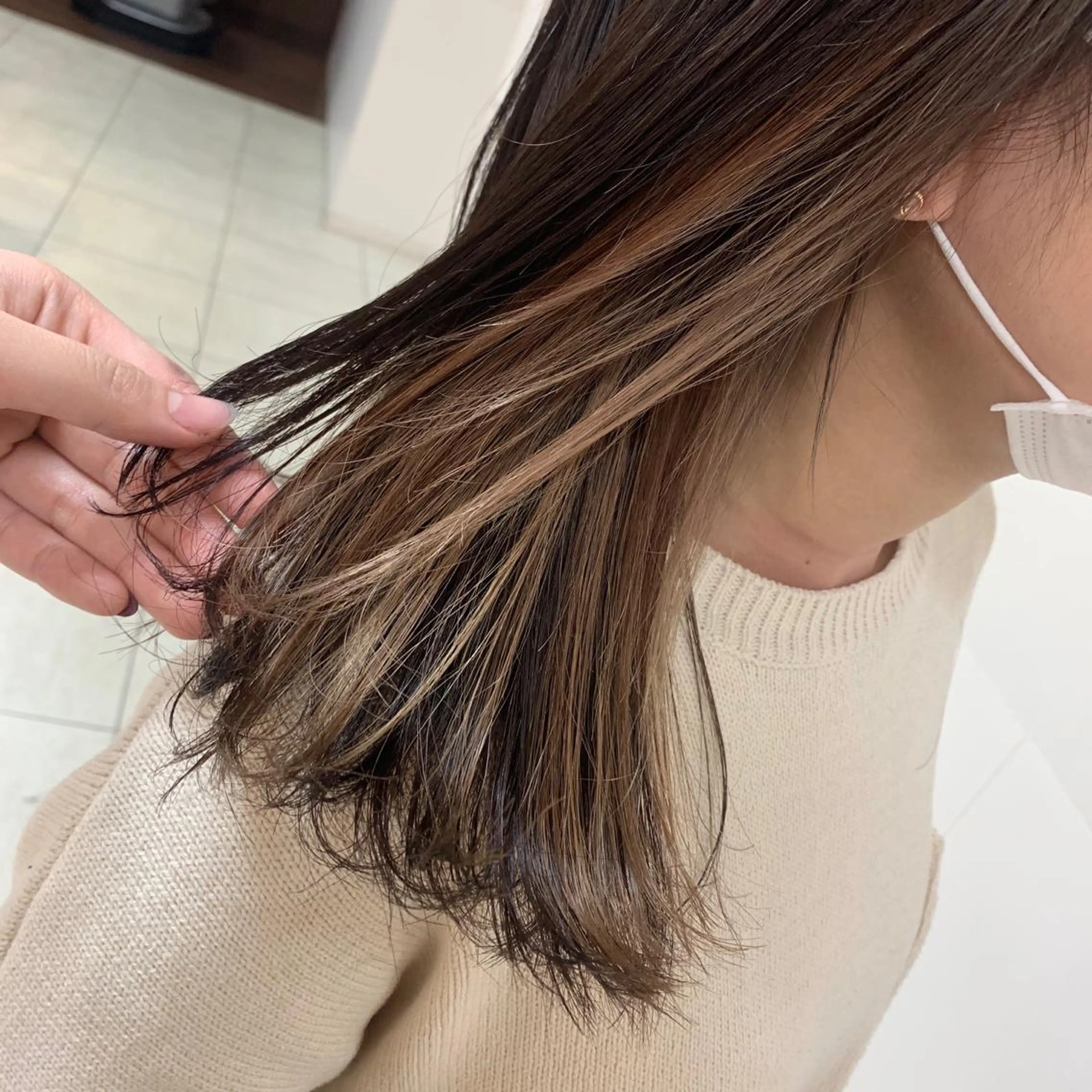 セミロング カラー ヘアアレンジ カット ヘアカラー 【Sweep】おじま のぞみのヘアスタイル