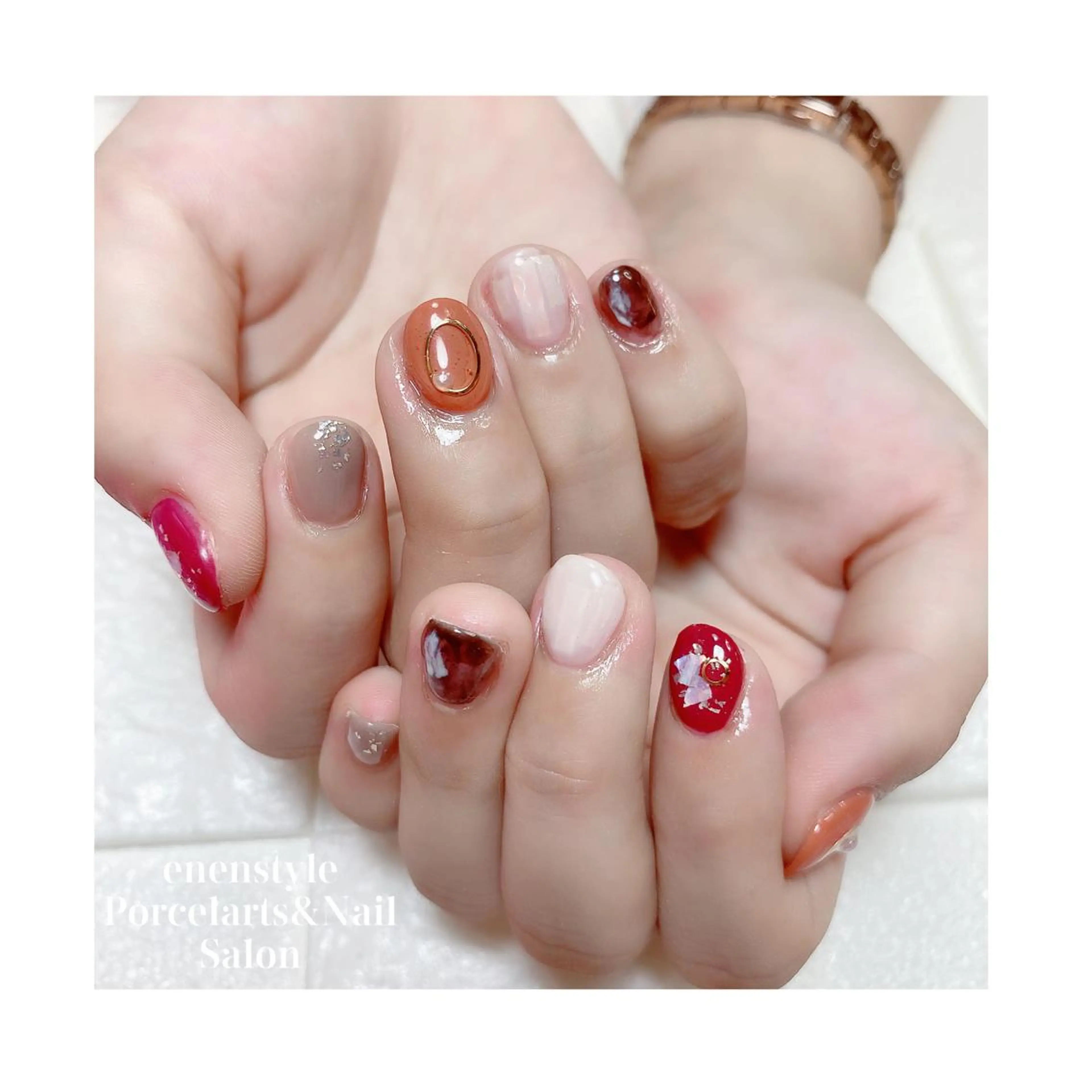 ショート ネイル ハンドネイル 👑enen style👑のネイルデザイン