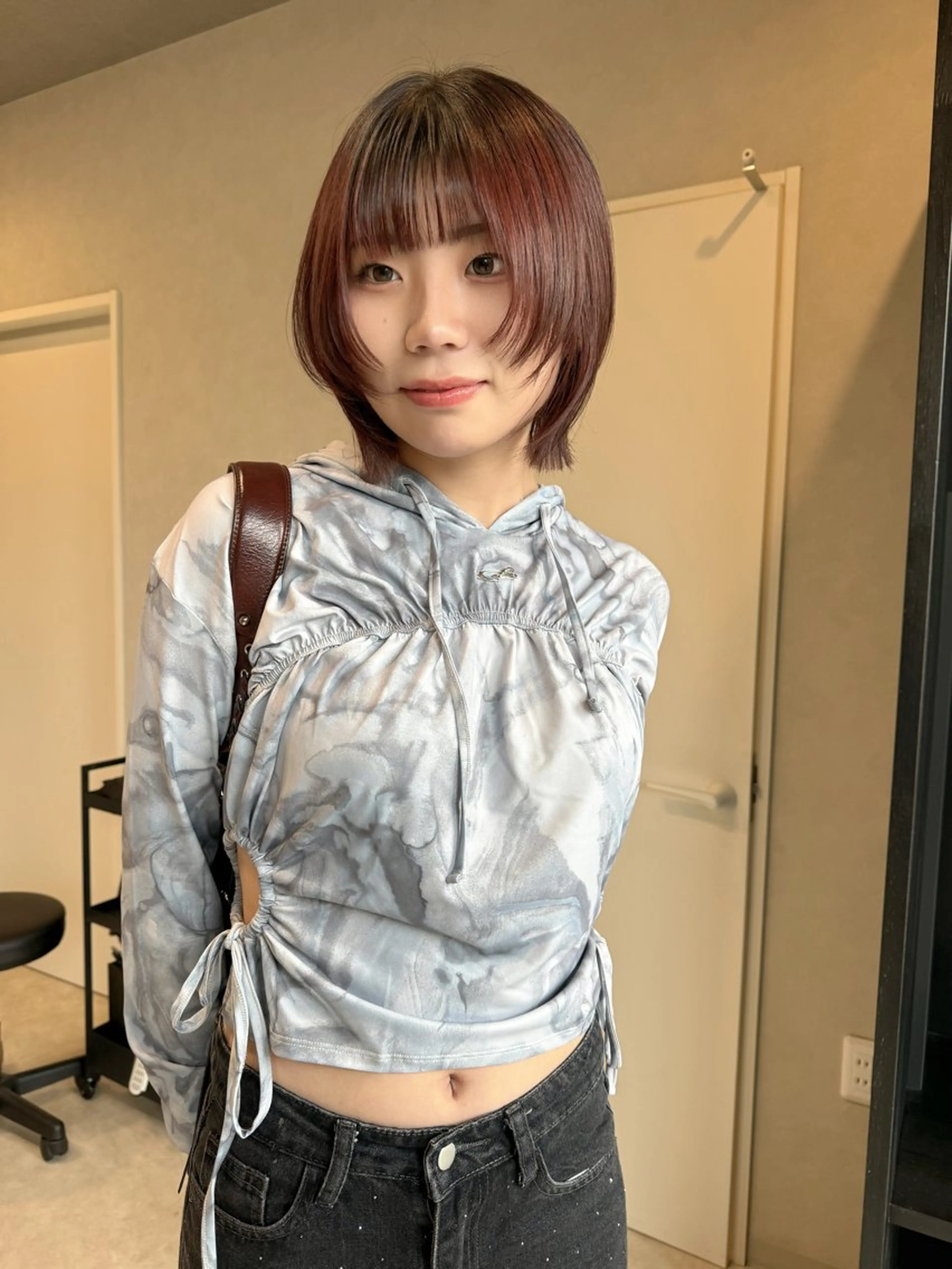 ショート カラー 顔まわりレイヤー レイヤーカット カット ヘアカラー トリートメント 透明カラー/レイヤー misaki °＊のヘアスタイル