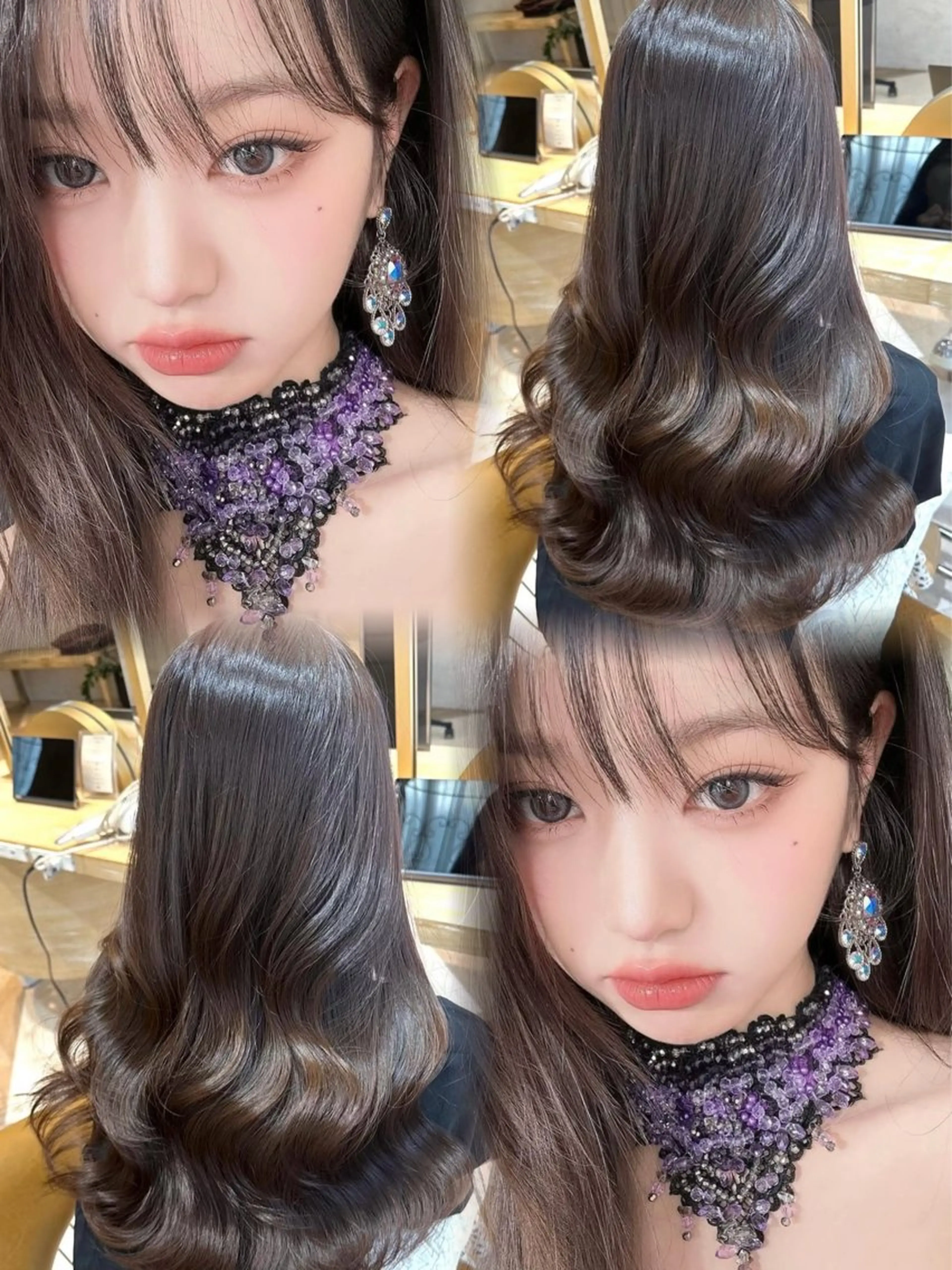 セミロング カラー カット ヘアカラー トリートメント 興津/韓国レイヤー ダブルカラー美髪縮毛のヘアスタイル