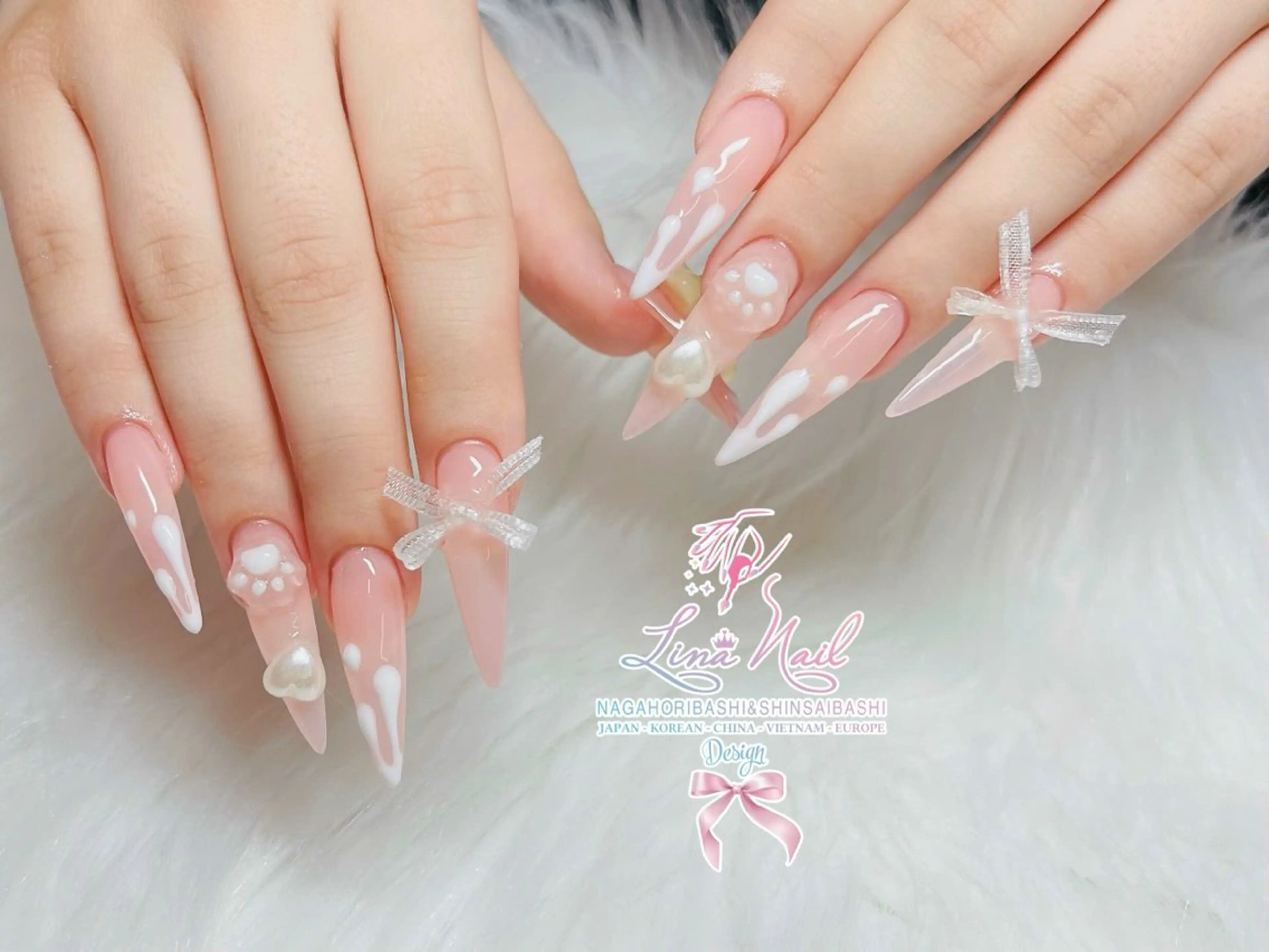 ロング 韓国風ヘア ロング クリスマス ハンドネイル Linanail Nambaのマツエク・マツパデザイン