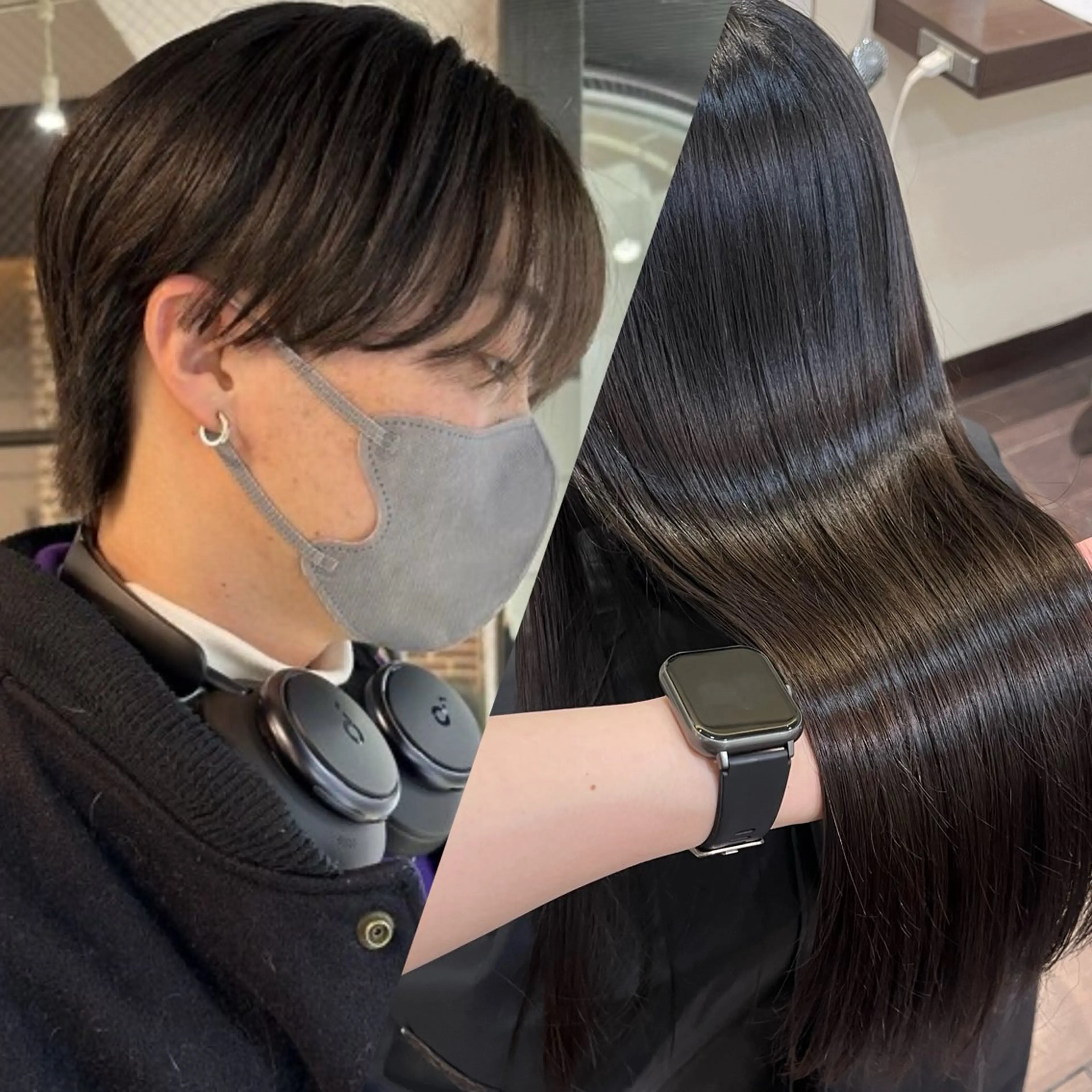 セミロング メンズ 縮毛矯正 韓国レイヤー🇰🇷 🤍🎀honokaのヘアスタイル