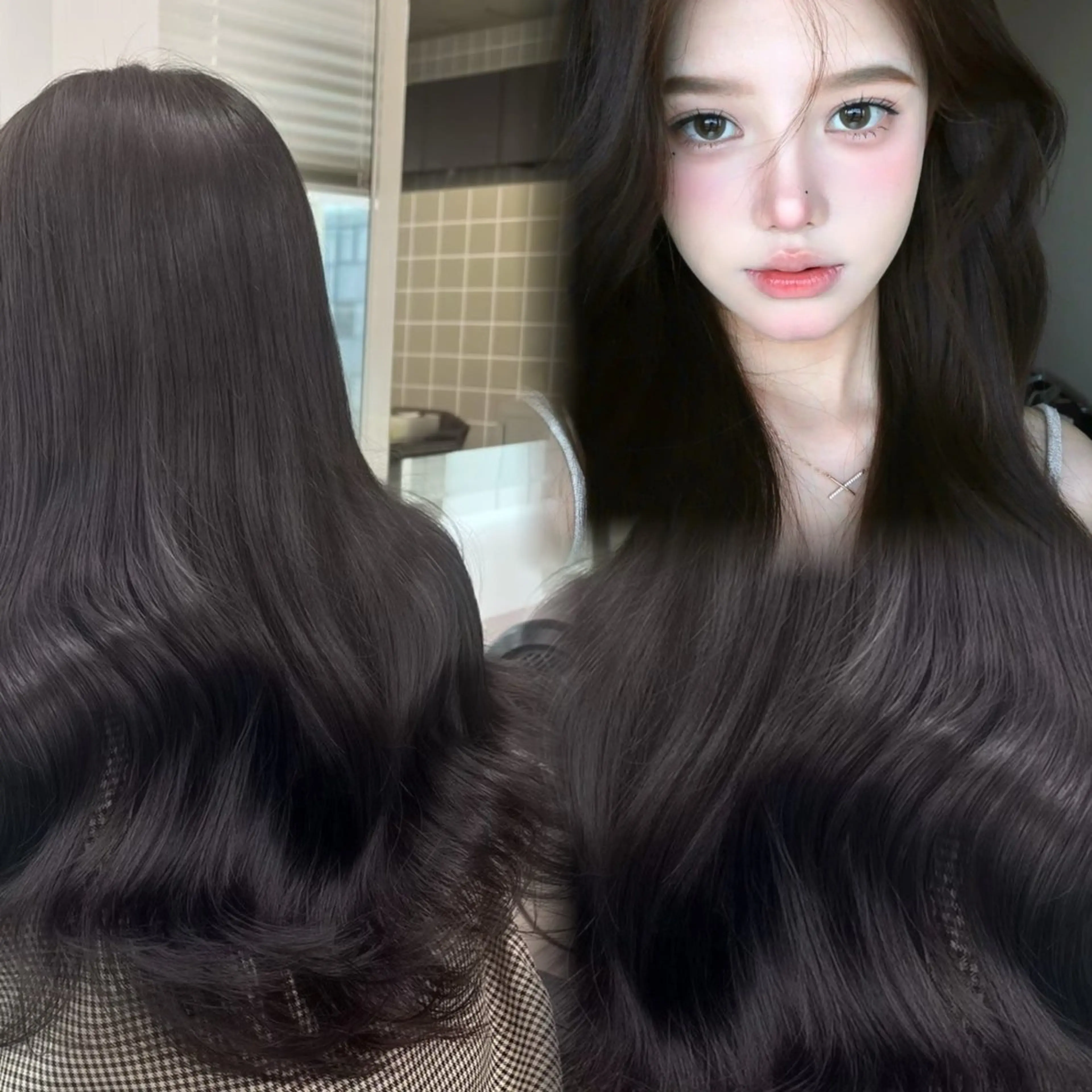 ロング カラー ヘアアレンジ カット ヘアカラー トリートメント ヘアセット 💎韓国/ レイヤー カット/ 暖色🫧のヘアスタイル