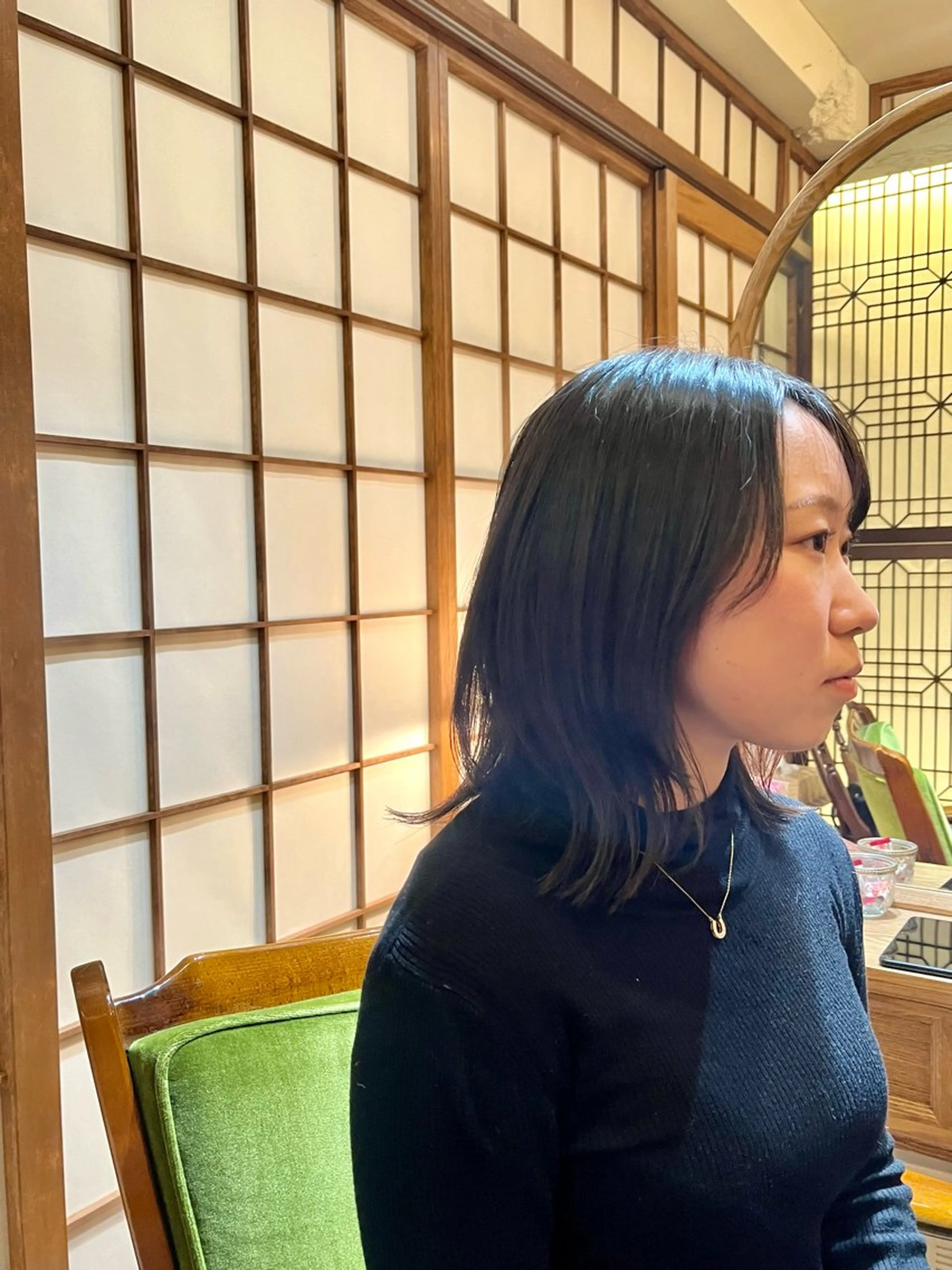 ミディアム カラー くびれヘア 顔周りカット カット ヘアカラー トリートメント ヘッドスパ benji 学芸大学所属・朝が楽なパーマ 🌱ショート/緒方椋のヘアスタイル