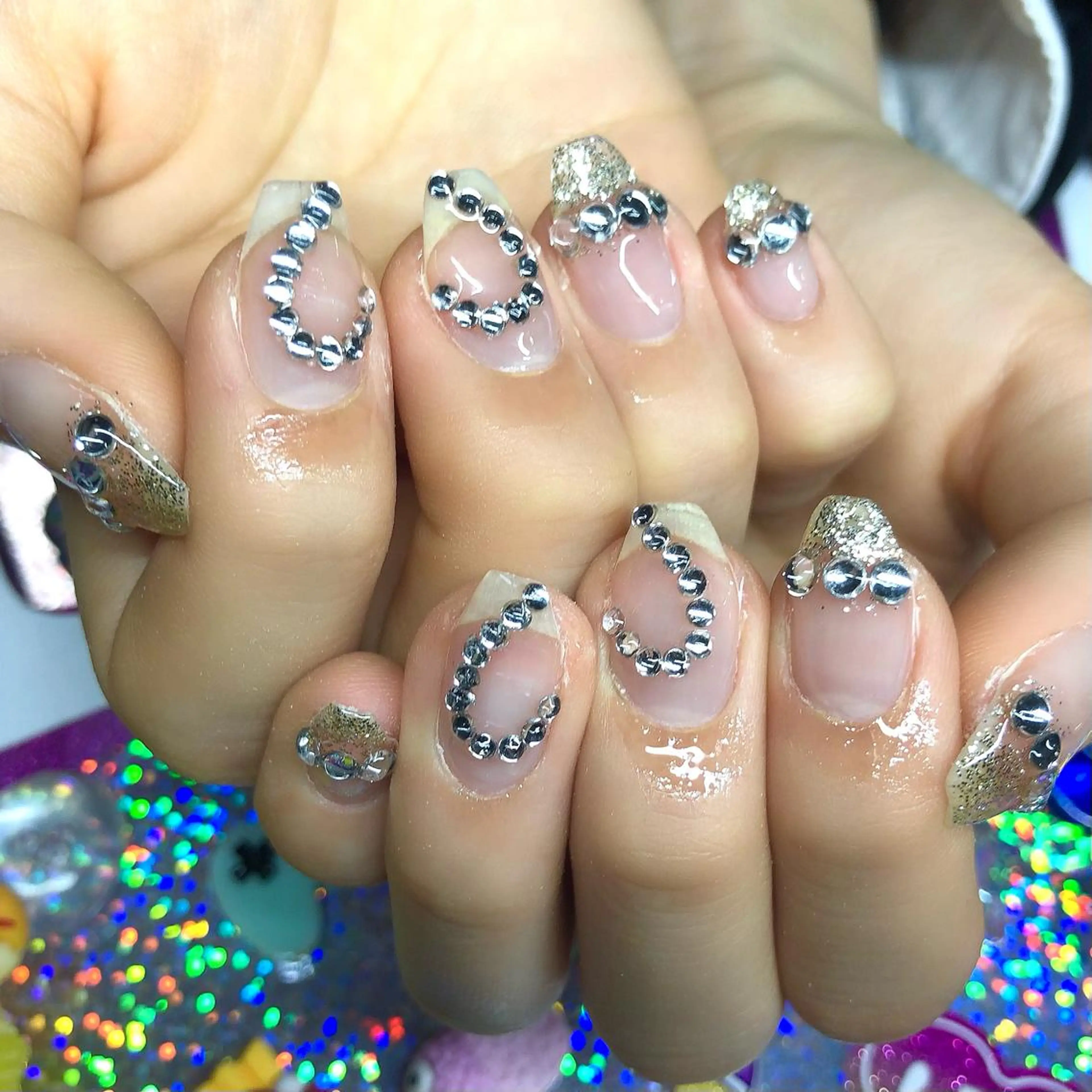 ネイル クリアネイル 持ち込み ストーンネイル ハンドネイル 【Yappy🌈】 💖P-tanaのネイルデザイン