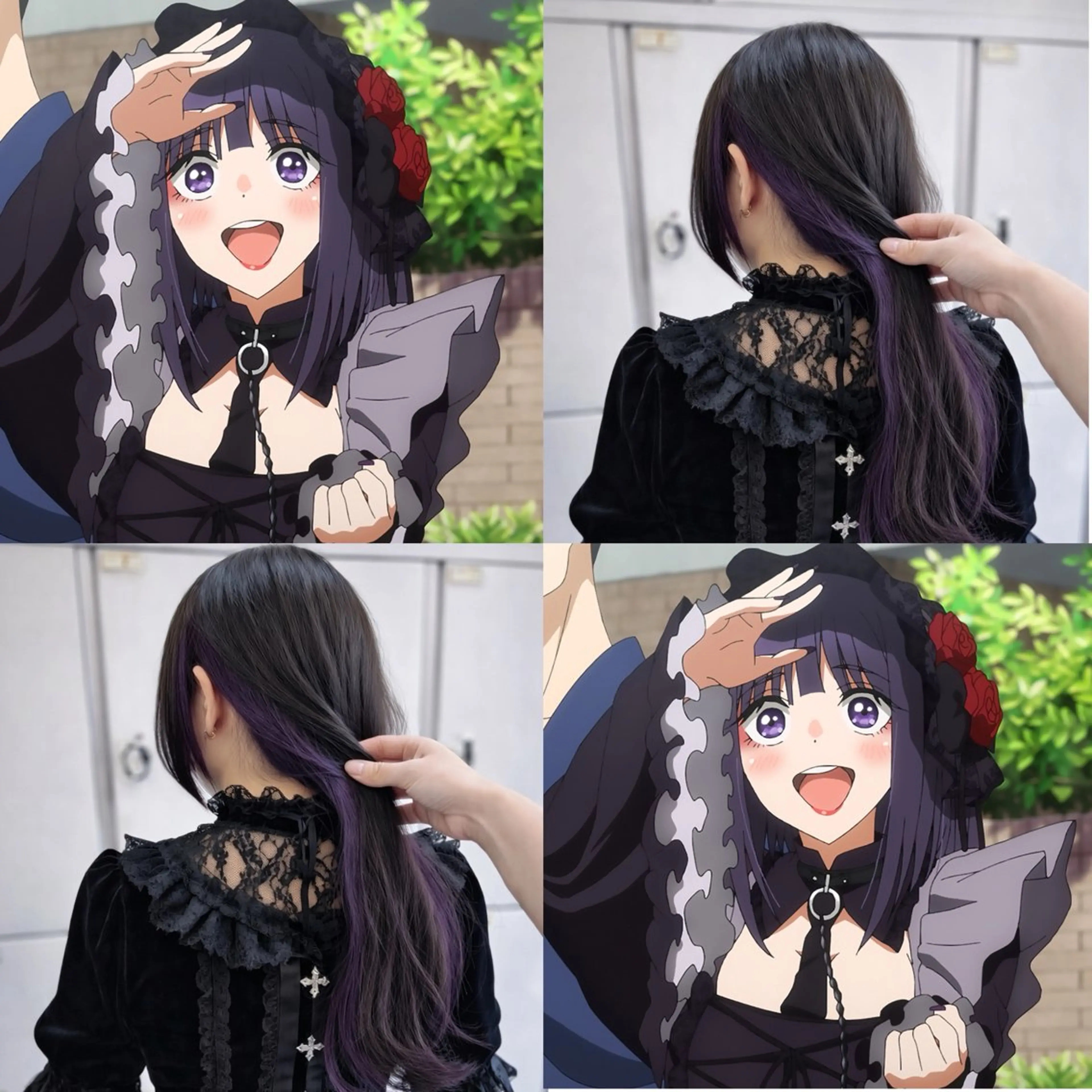 ロング カラー ブリーチ ブルーカラー パープルカラー ヘアカラー インナー/2次元/ 推しカラー/しゅうとのヘアスタイル