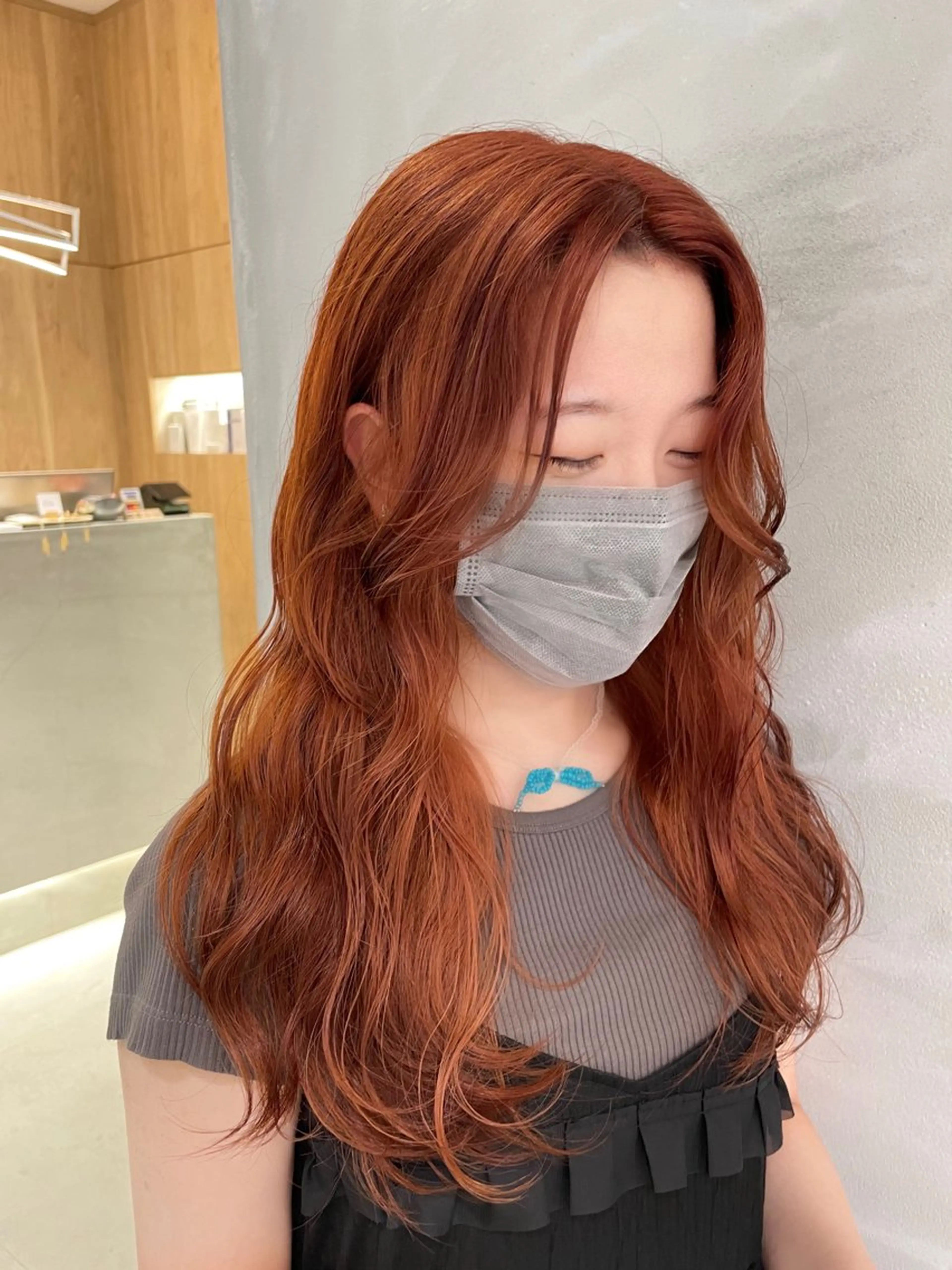 セミロング カラー ベージュカラー オレンジ オレンジベージュ ヘアカラー 半個室女性salon 🩰Natsumiのヘアスタイル