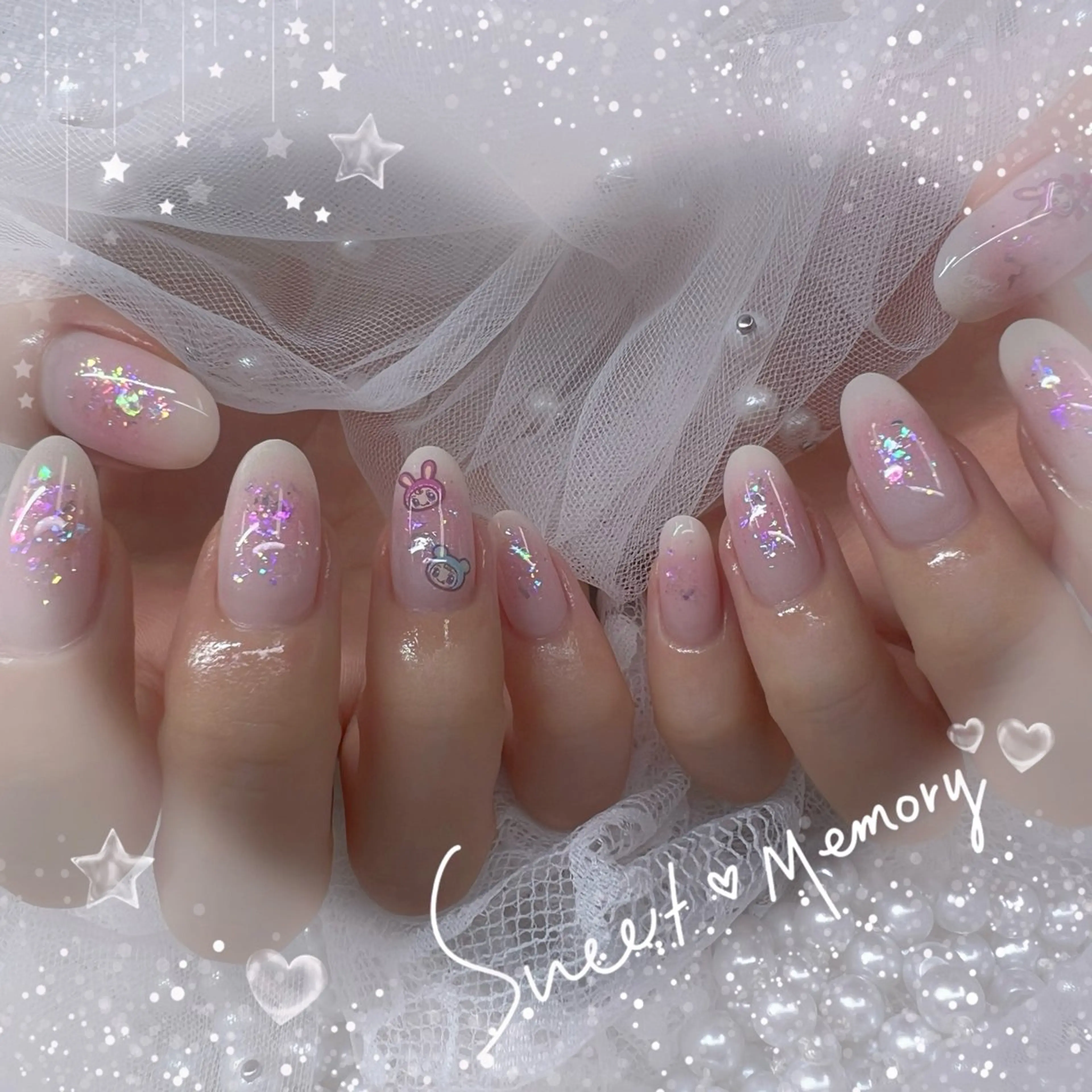 【オフ無料】🩷ちゅるんカワ🍀♡チークネイル+ラメ散らし🍀🩷の写真