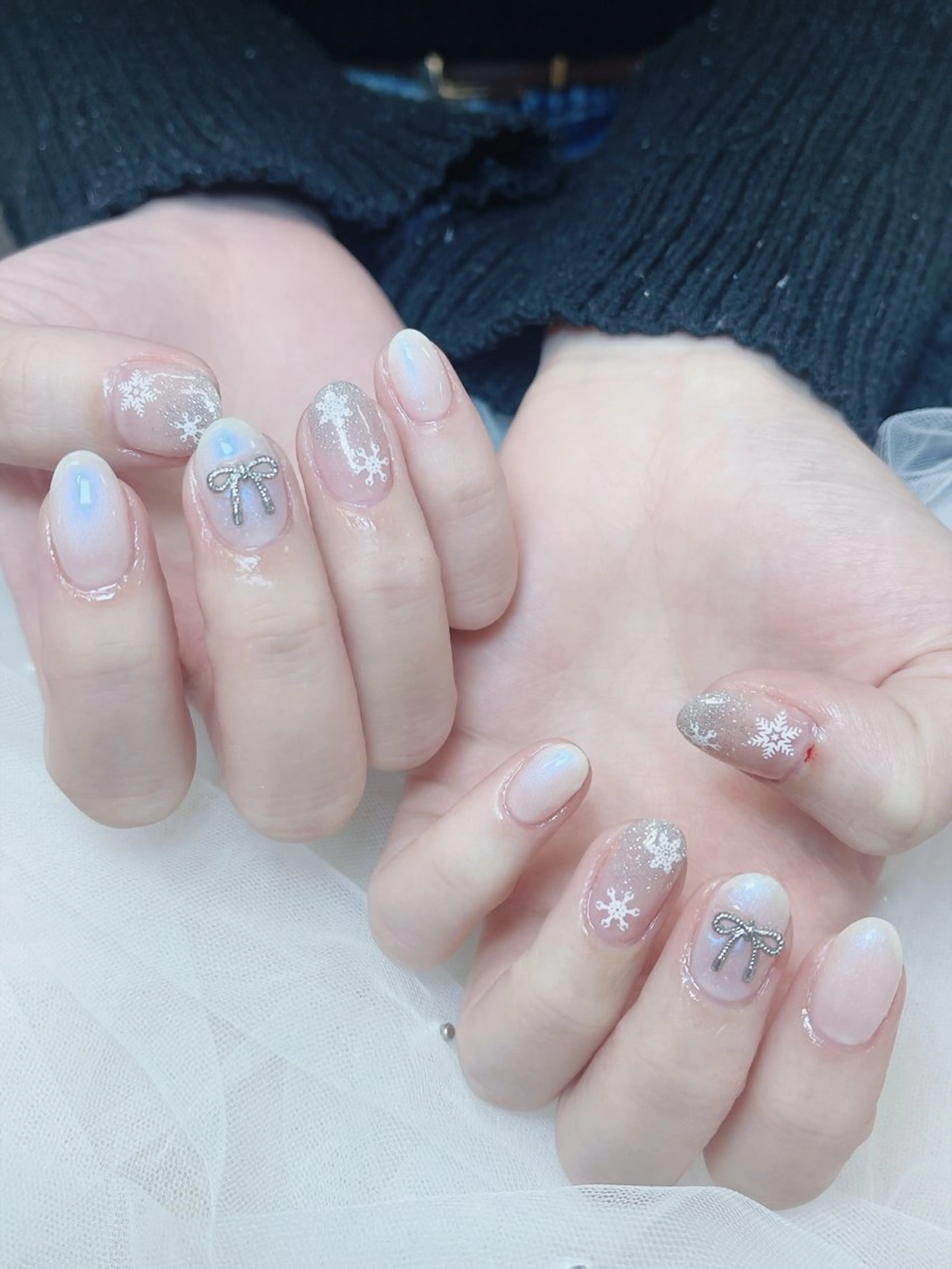 ネイル チークネイル 成人式 フレンチネイル グラデーション 氷ネイル・うるうるネイル ハンドネイル DUO   MI nail salonのネイルデザイン
