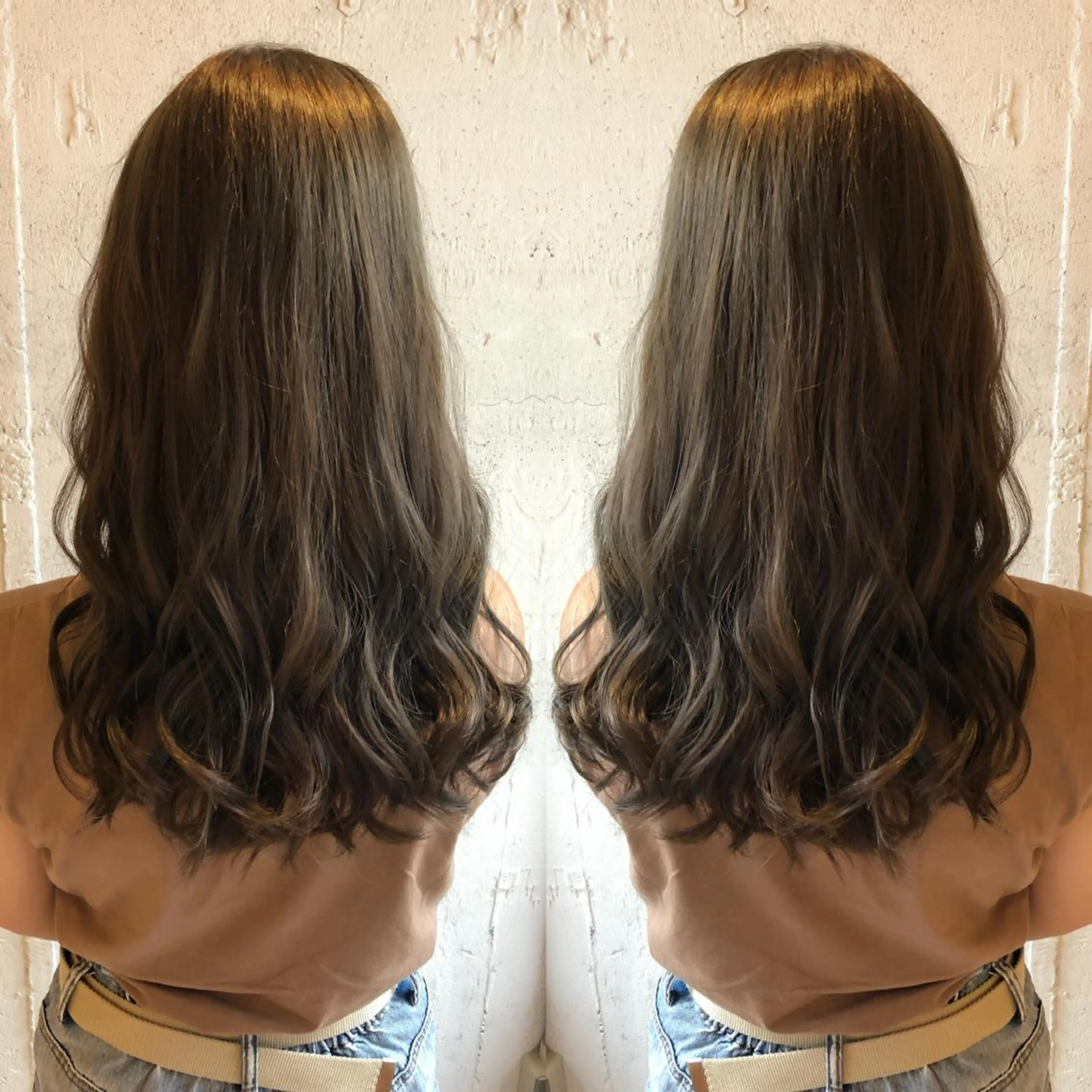 ロング アッシュ カット ヘアカラー トリートメント あらき ちさとのヘアスタイル