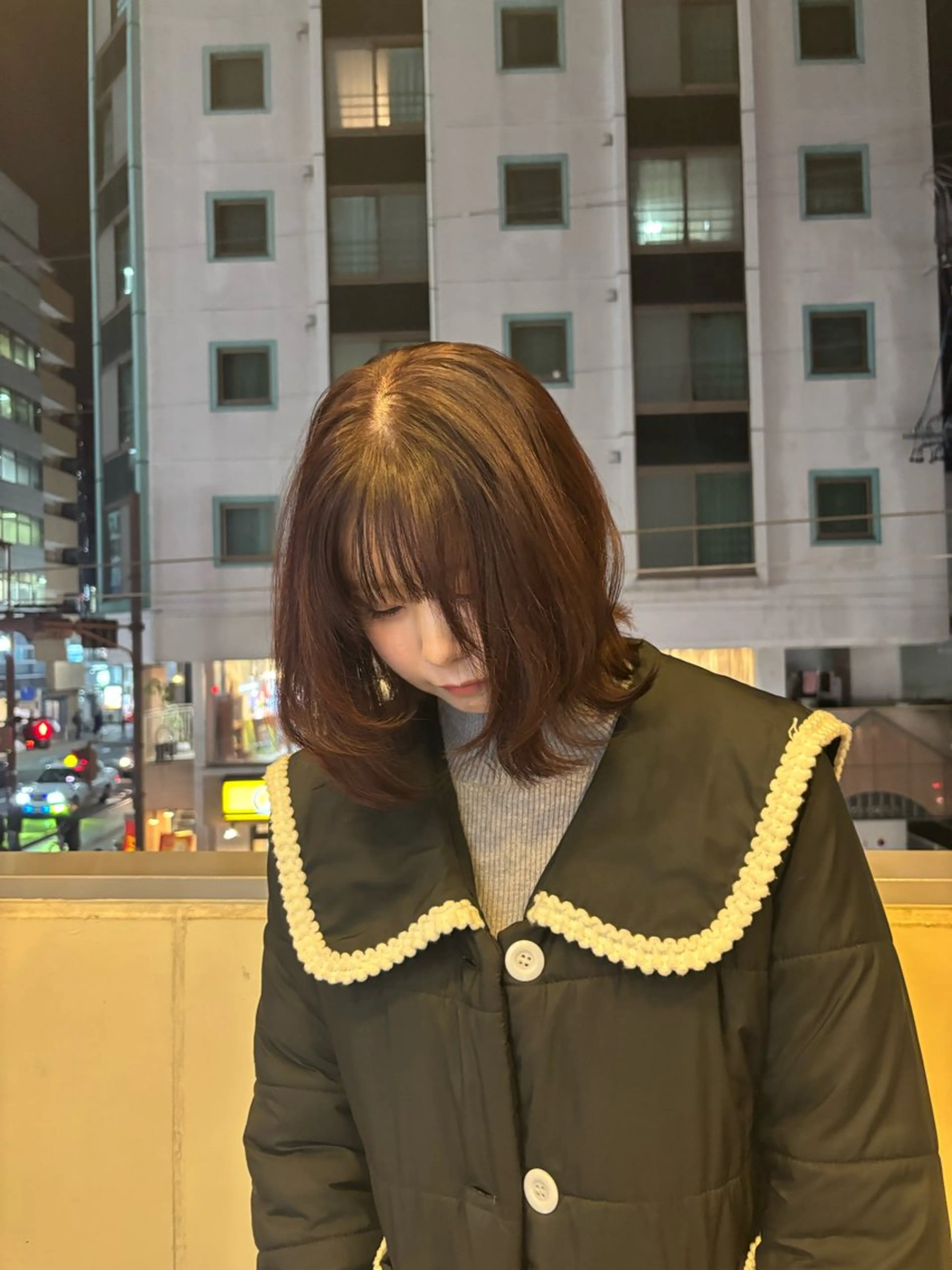 ミディアム カット ヘアカラー トリートメント ヘッドスパ 透明感グレージュ/ 縮毛矯正/静岡のヘアスタイル