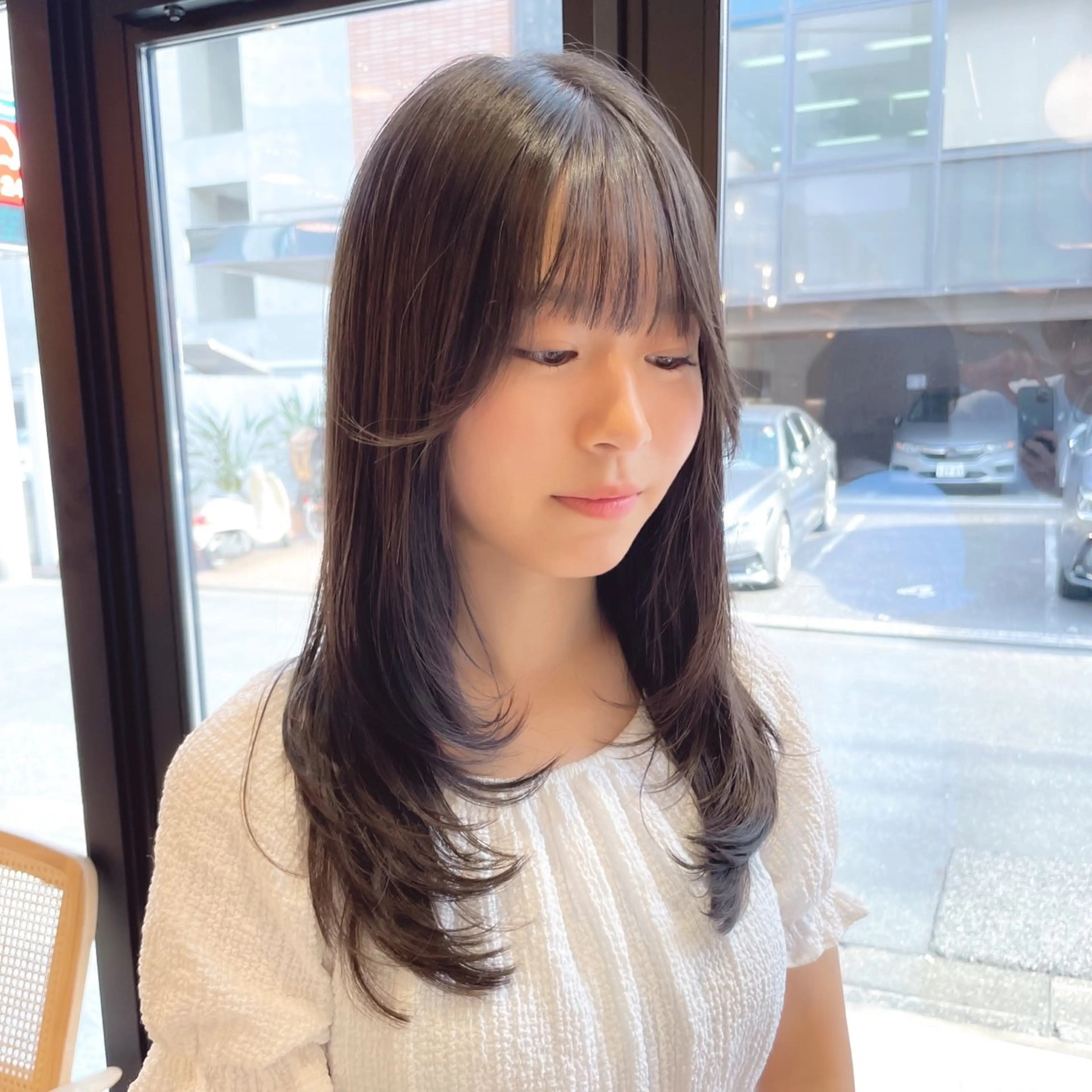 セミロング カット ヘアカラー 縮毛矯正 トリートメント レイヤー/韓国ヘア 縮毛矯正🫧鈴木颯のヘアスタイル