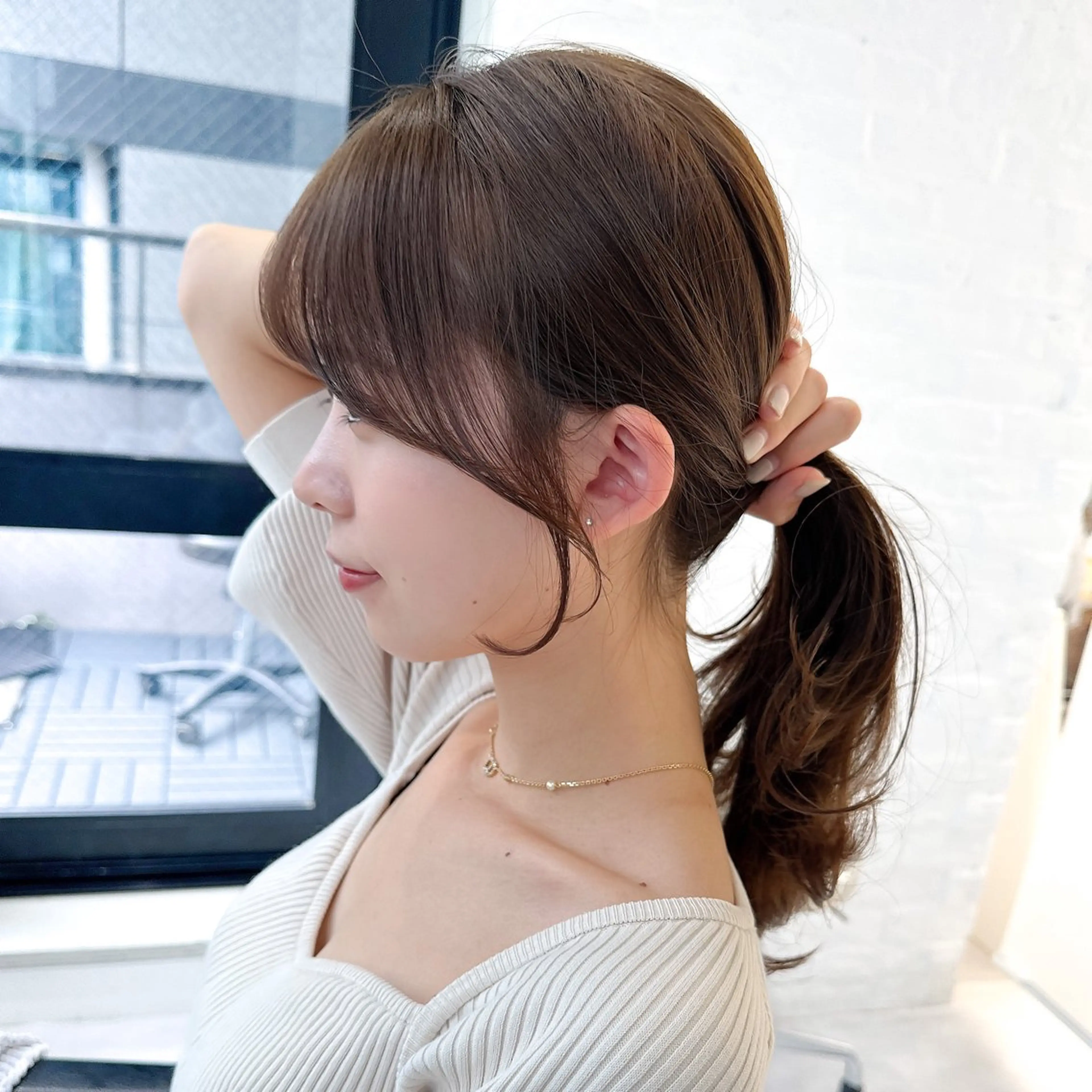 セミロング カラー ベージュカラー ブラウンカラー ブラウンベージュ くびれヘア 顔周りカット 顔周り/くびれヘア 韓国ヘア💕風間るなのヘアスタイル