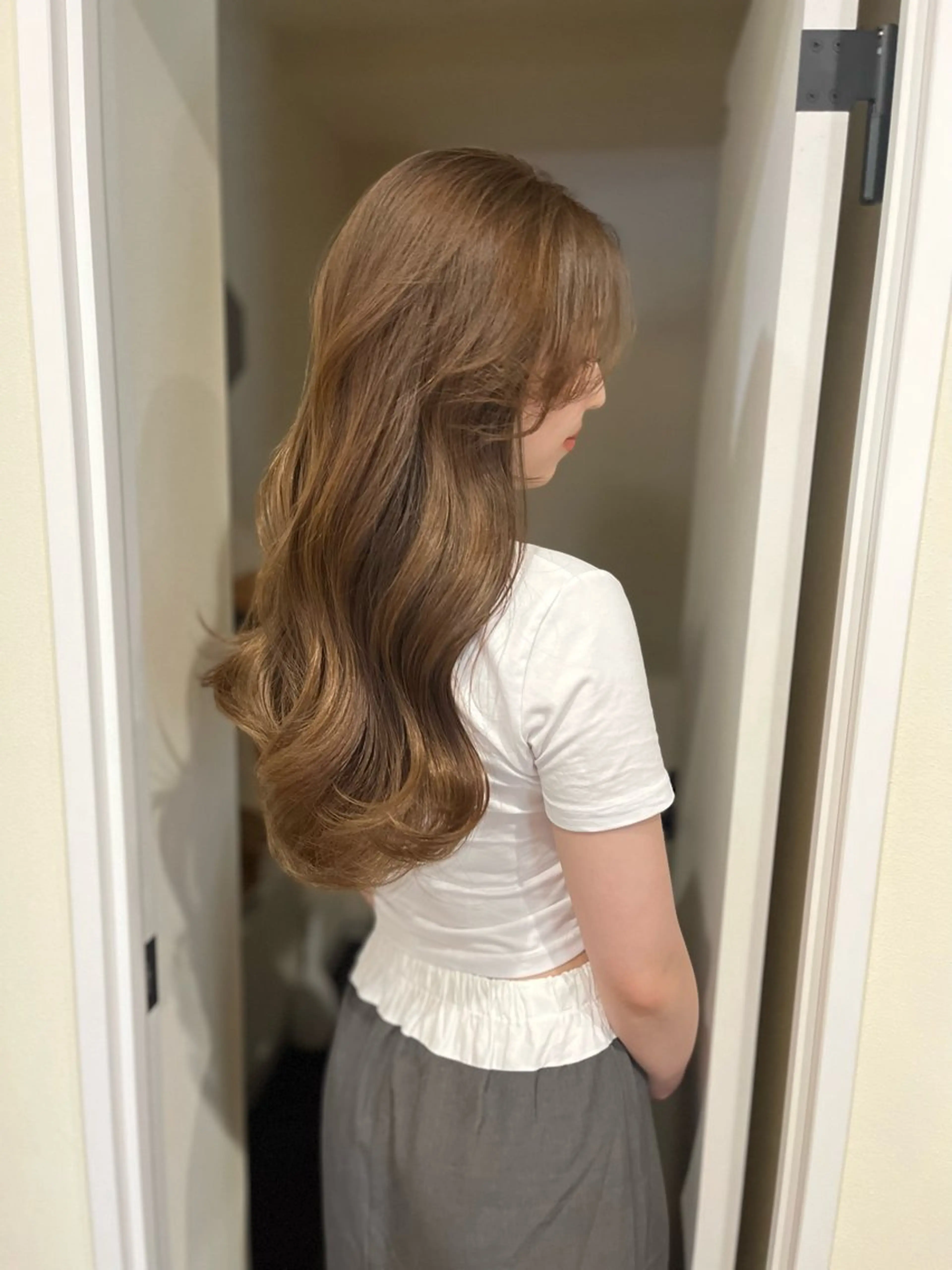 ロング カラー ブリーチなしWカラー /レイヤーカット大阪のヘアスタイル