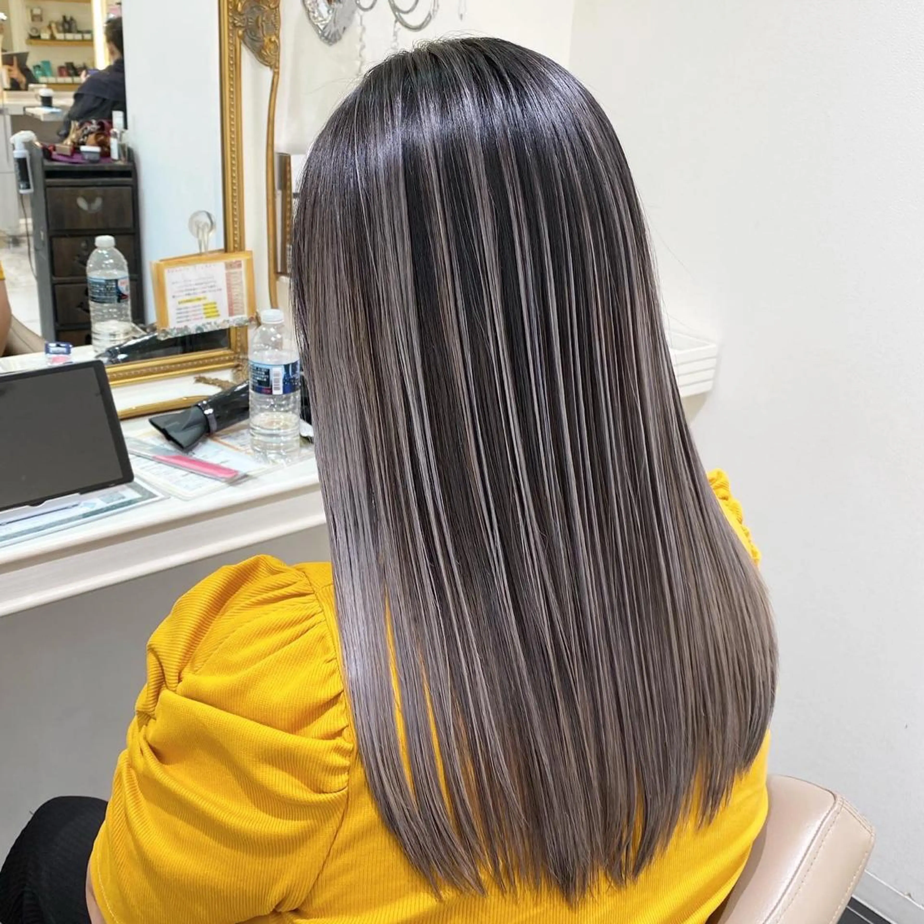 セミロング 髪質改善 レイヤーカット カット ヘアカラー トリートメント 山崎俊輔/髪質改善 /バレイヤージュのヘアスタイル