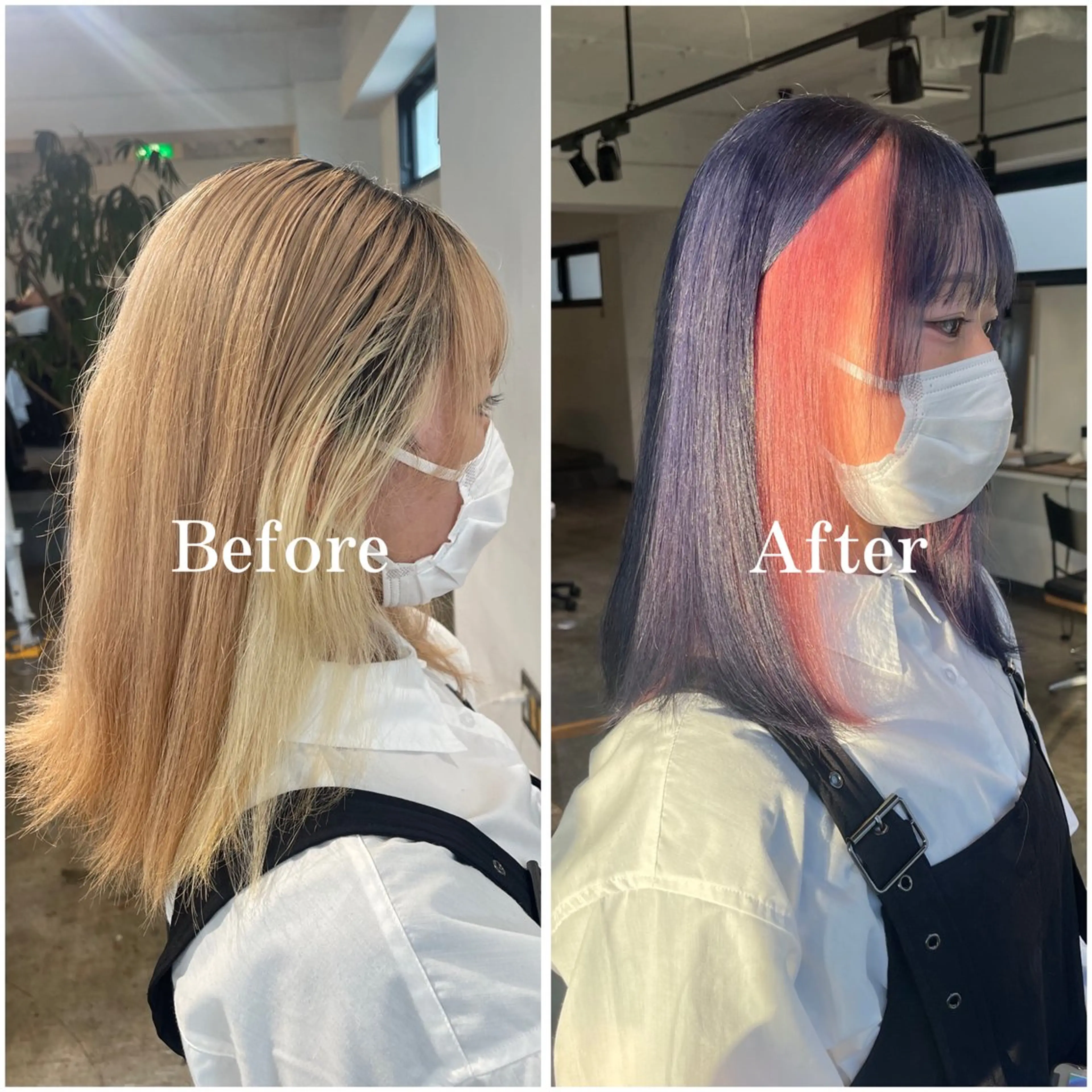 セミロング カラー ブリーチ デザインカラー ハイトーンカラー ムラ修正/ ハイトーン💖Riaのヘアスタイル