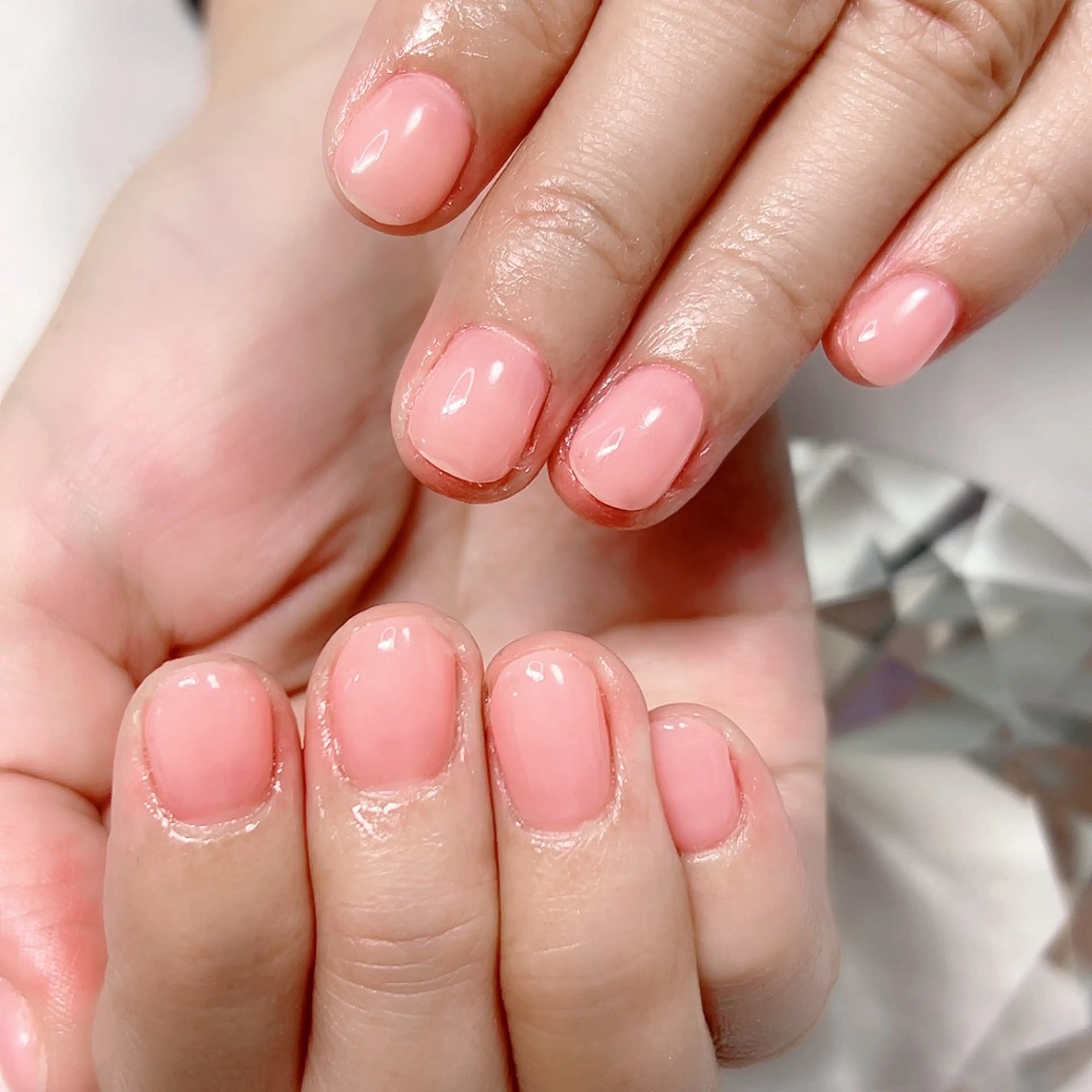 ネイル ワンカラーネイル ピンク リボン 春ネイル Cute Tips nailのネイルデザイン