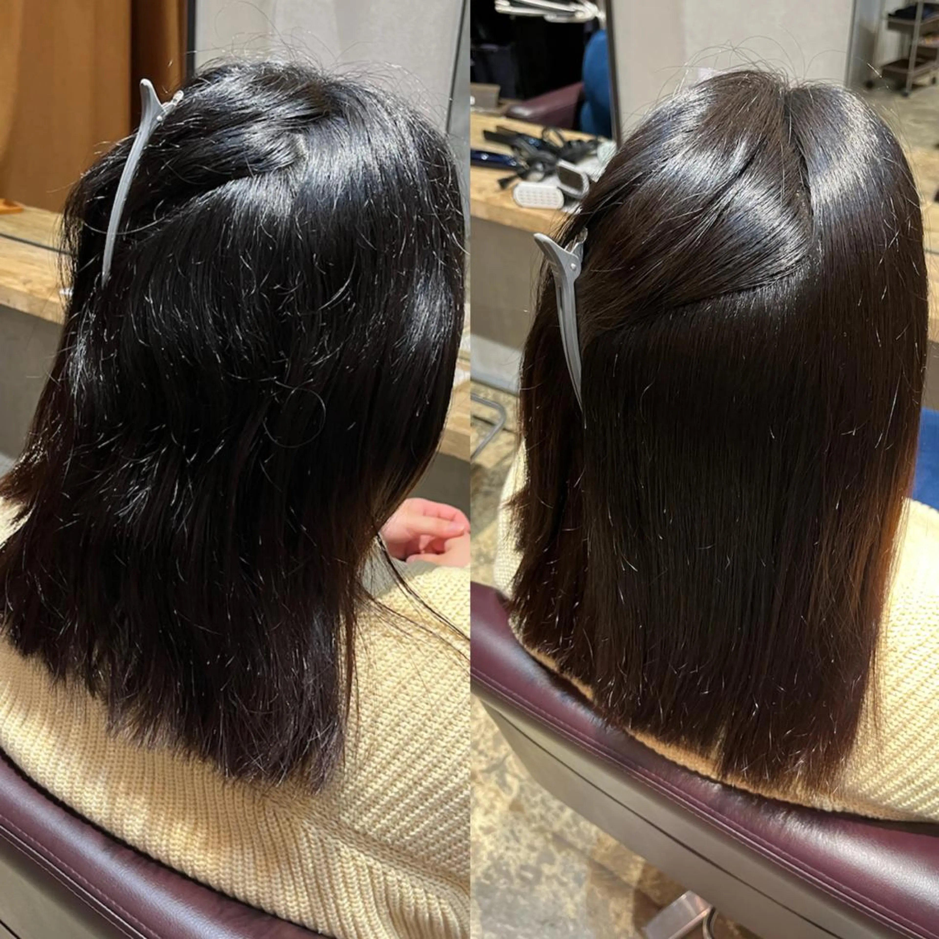 ミディアム カラー ブリーチ 縮毛矯正 むらたねね🌻 艶髪🫧韓国ヘアのヘアスタイル