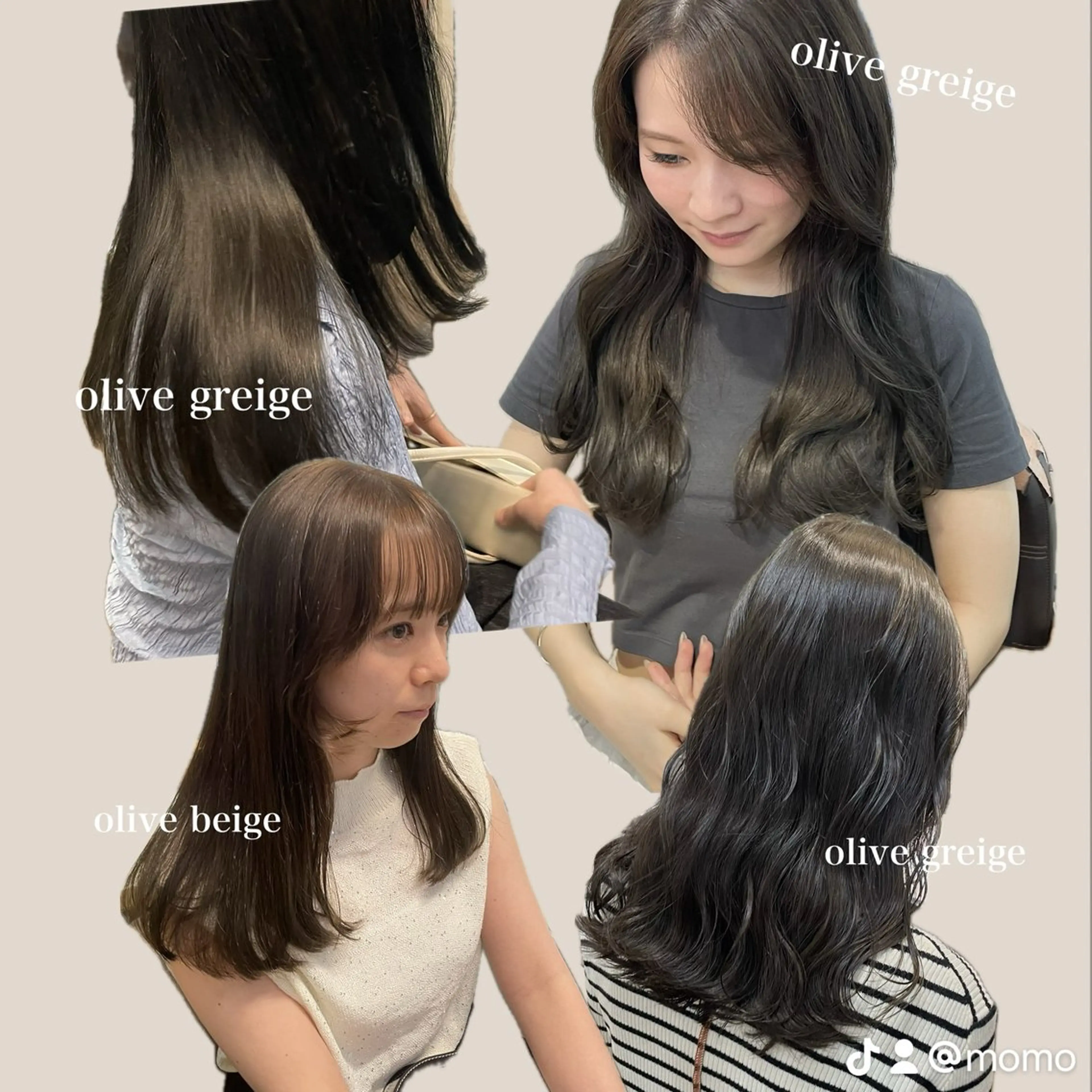 セミロング カラー ミルクティー× グレージュMOMOのヘアスタイル