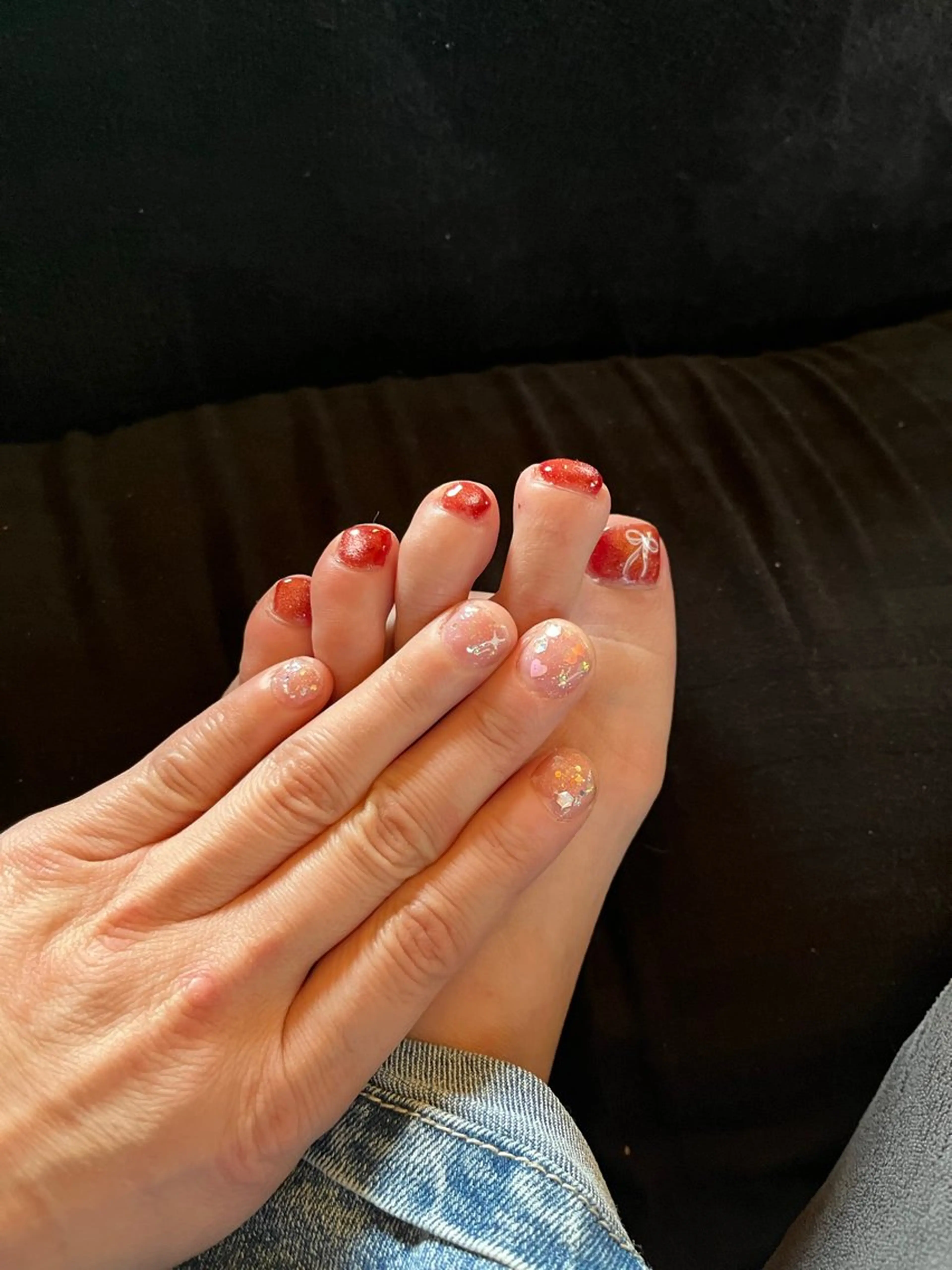 ネイル フットネイル レース ピンク リボン フットネイル クーペアセック あやののネイルデザイン