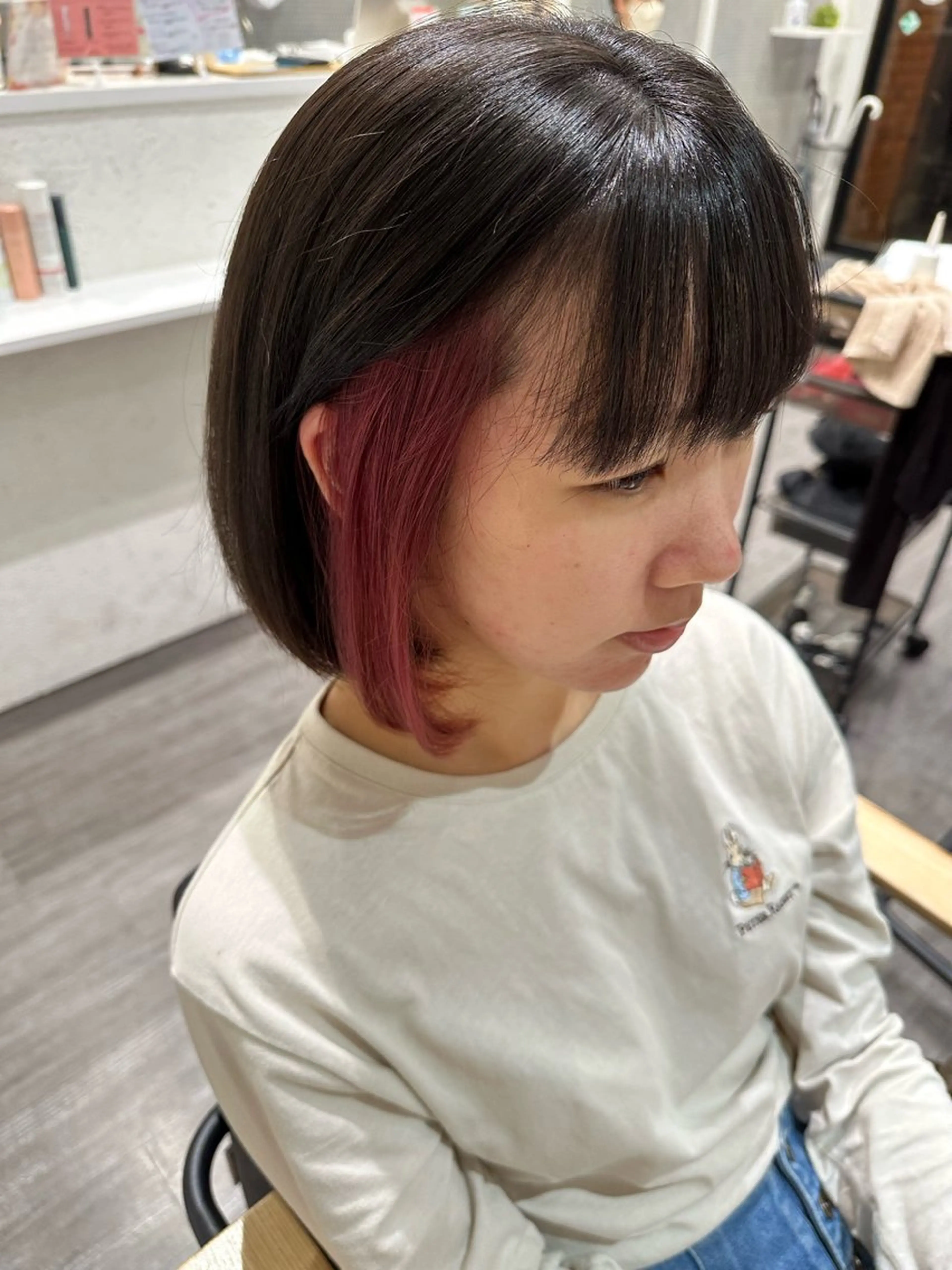 ミディアム カラー ピンクカラー ローズカラー ヘアカラー トリートメント 艶髪レイヤー上田 紗也🇰🇷💗のヘアスタイル