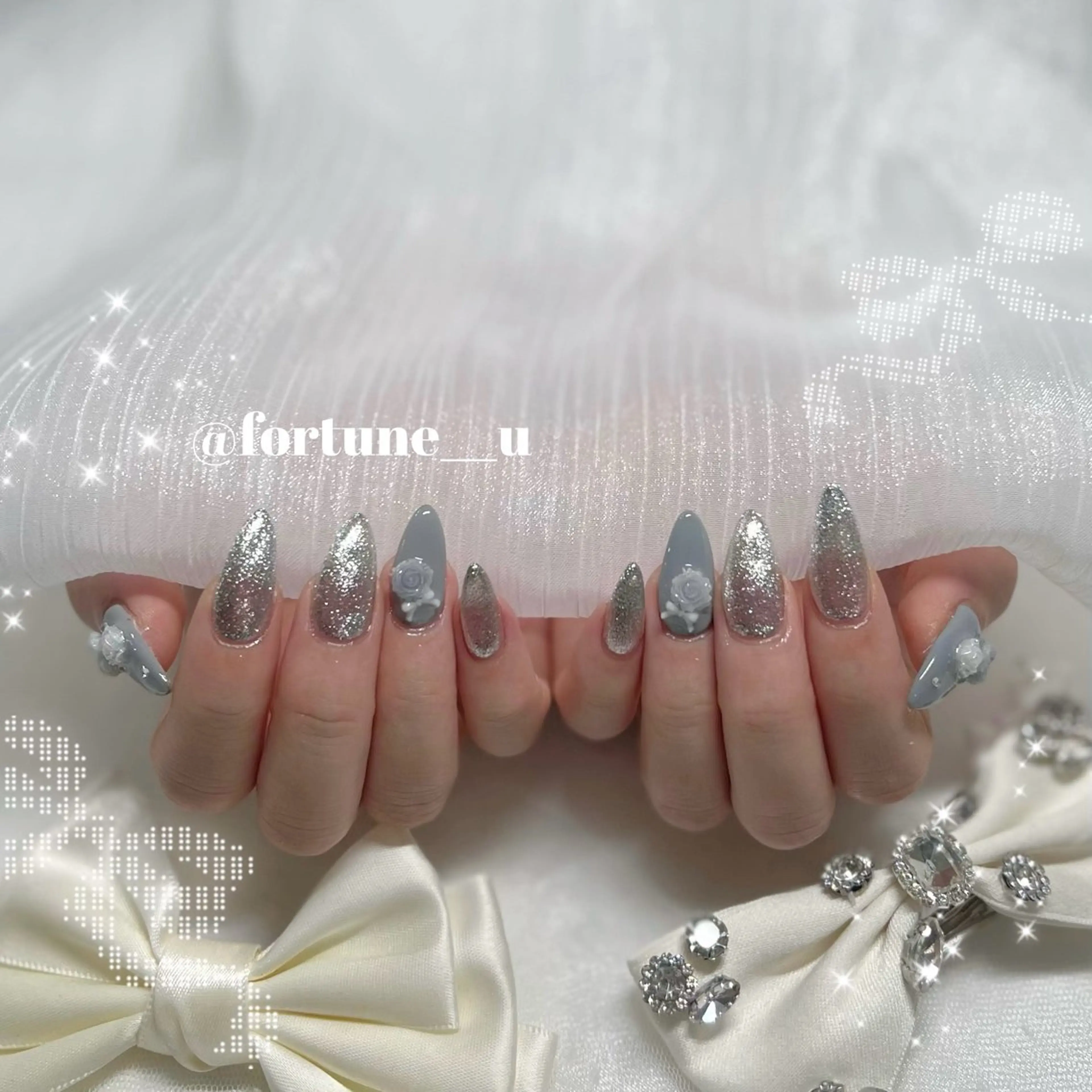 ネイル ガーリー 韓国ネイル 持ち込み ワンホンネイル ハンドネイル 💜✩.* Yuuna💜のネイルデザイン
