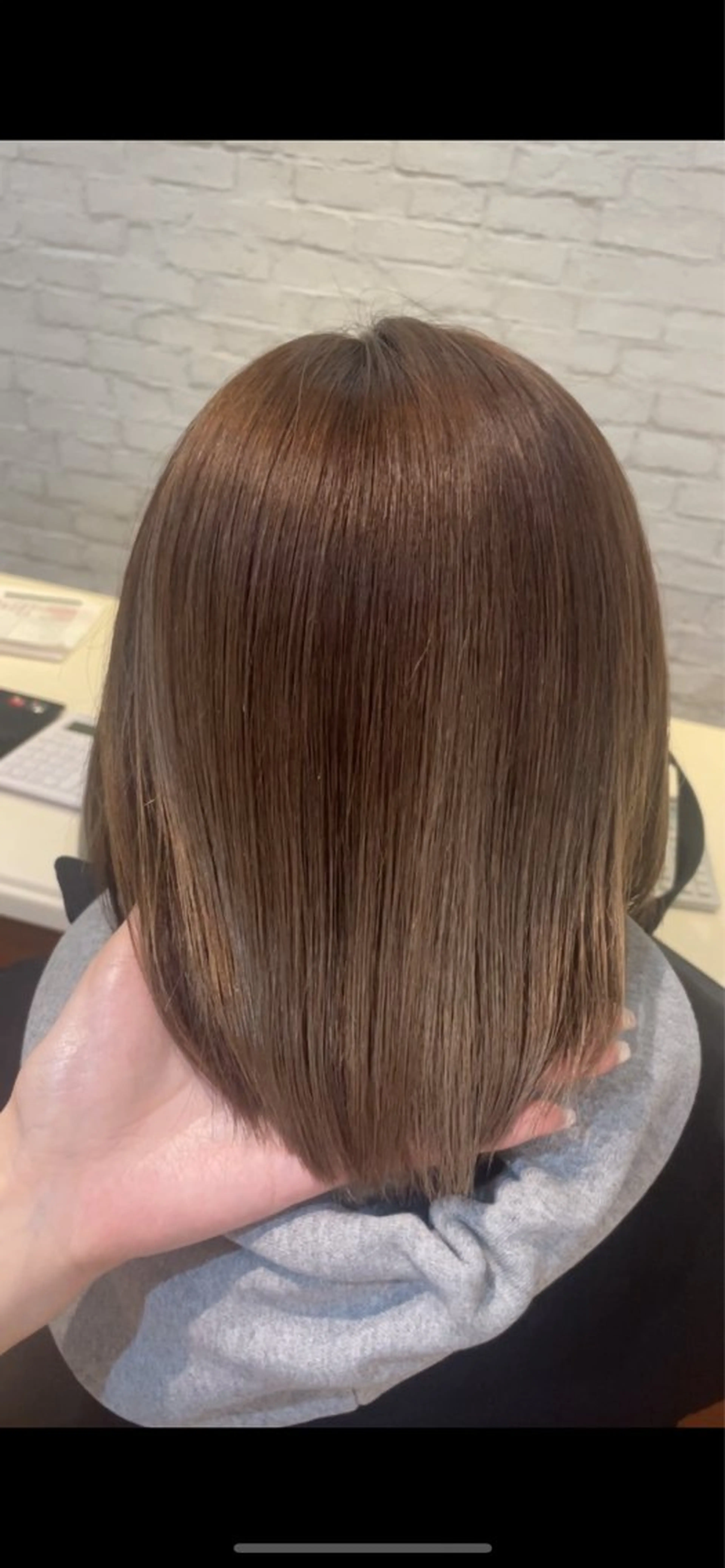 ミディアム カラー ベージュカラー ボブ カット ヘアカラー トリートメント ご新規様限定 透明感カラーKANAのヘアスタイル
