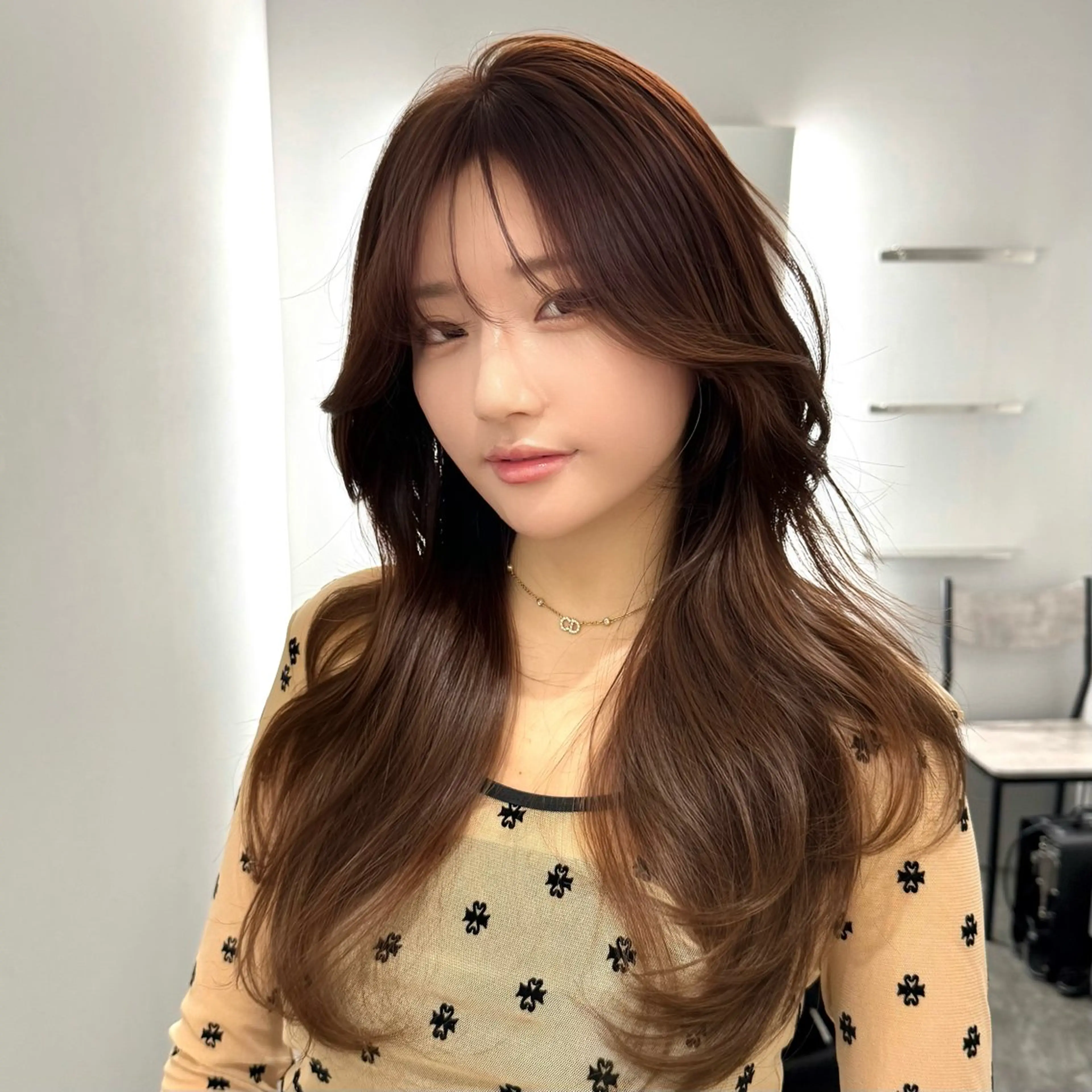 ロング カラー 韓国風ヘア レイヤーカット カット トリートメント レイヤー/艶カラー /韓国ヘア/高松のヘアスタイル