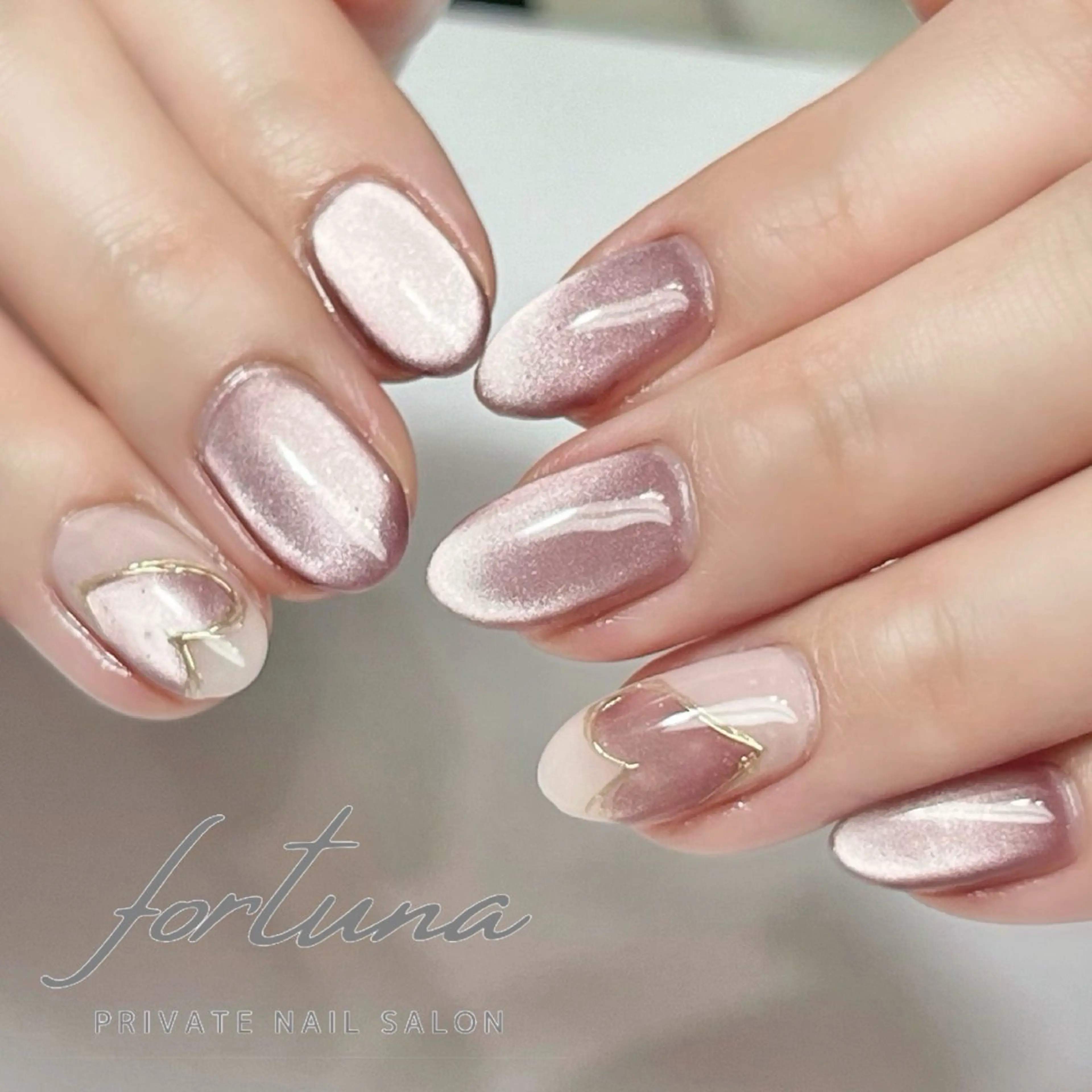 ネイル ジェルネイル ハート マグネットネイル パラジェル バレンタイン ハンドネイル fortuna 武藤裕美のネイルデザイン