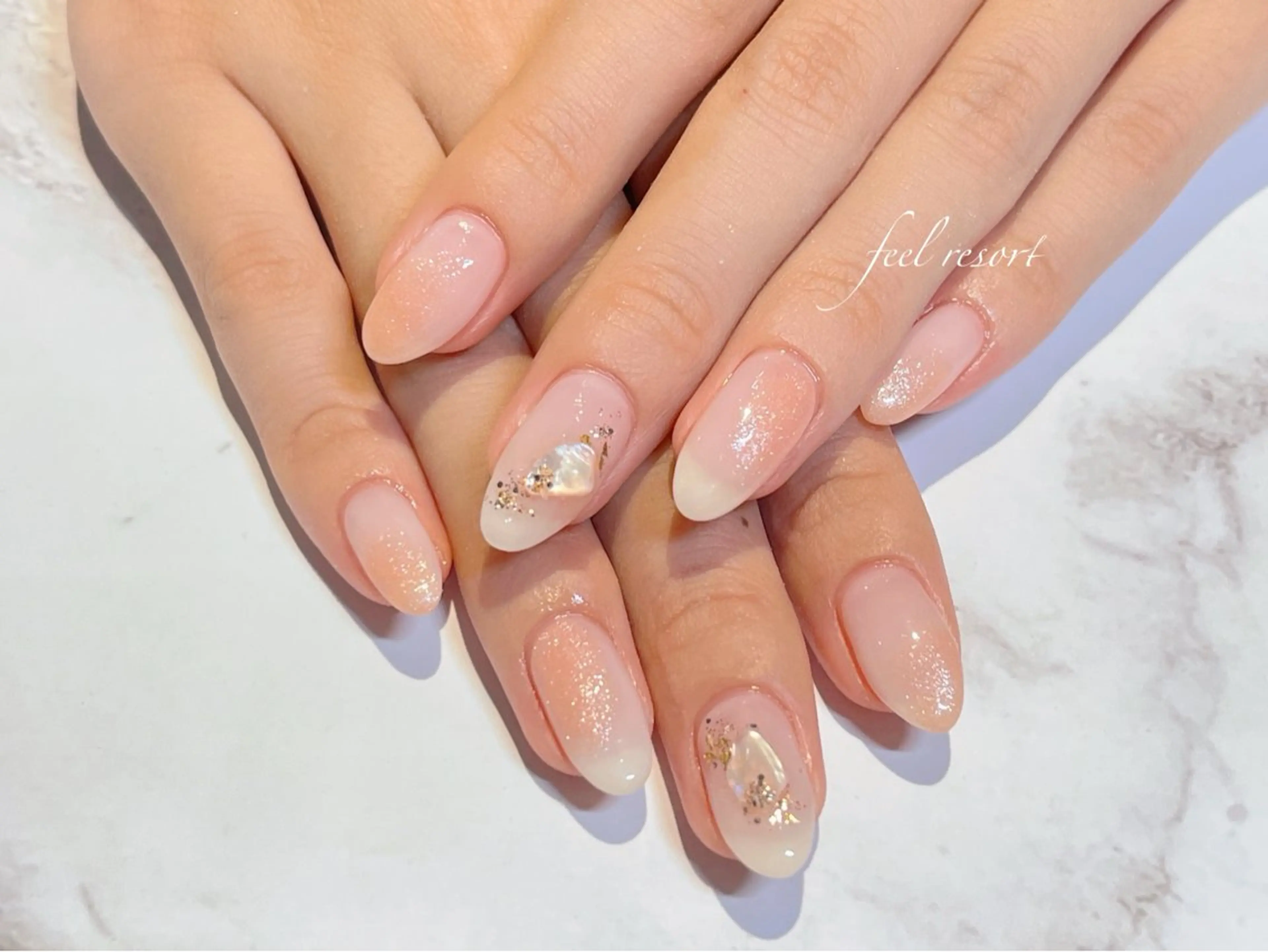 ネイル 長さ出し フットネイル フレンチネイル ジェルネイル ガラスフレンチ ハンドネイル Lien（リアン） 銀座駅6分のネイルデザイン