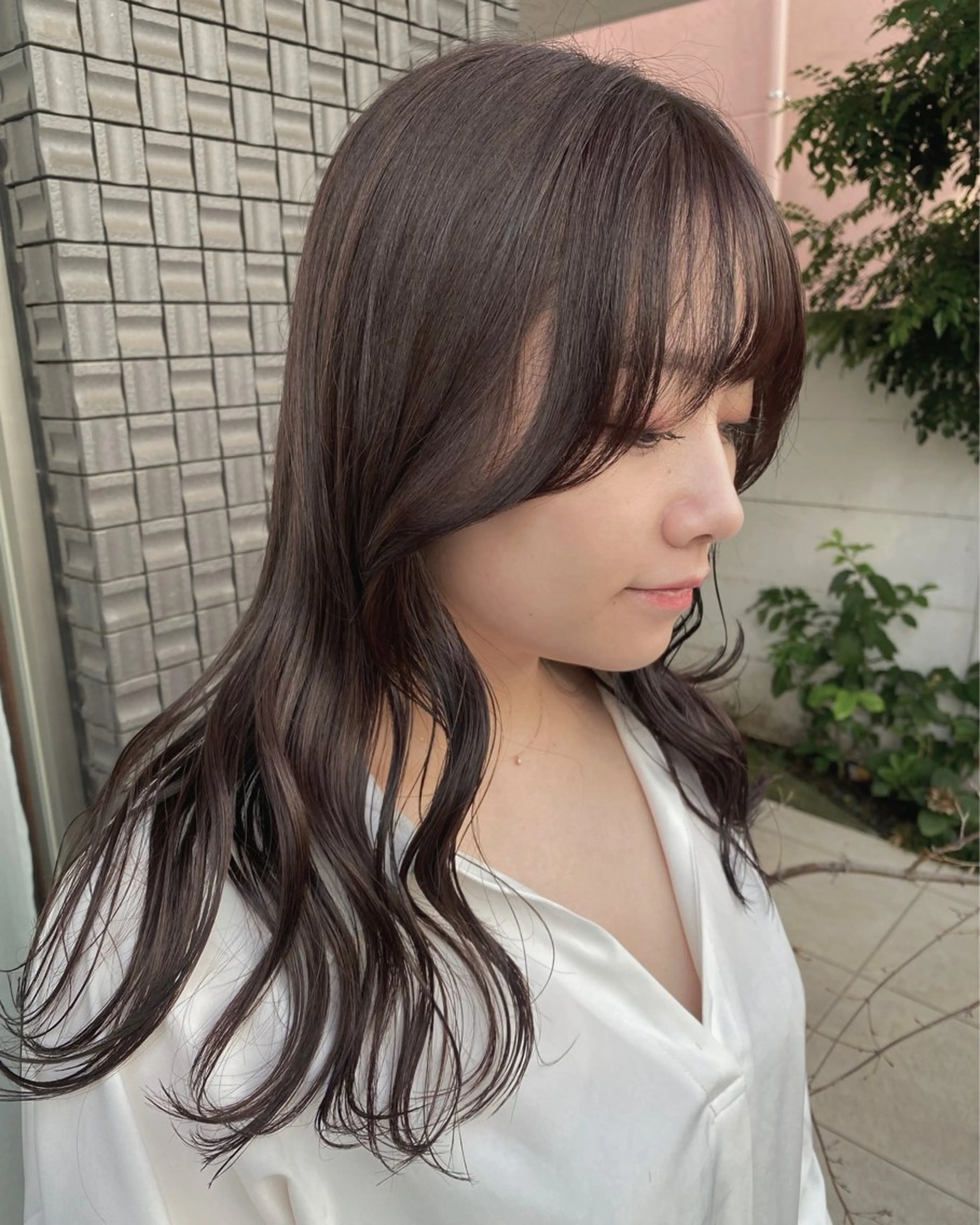 ロング カラー ブリーチ グレージュ ラベンダーカラー ラベンダーグレージュ ラベンダーグレー グレージュ/レイヤー /韓国ヘア/RISAのヘアスタイル