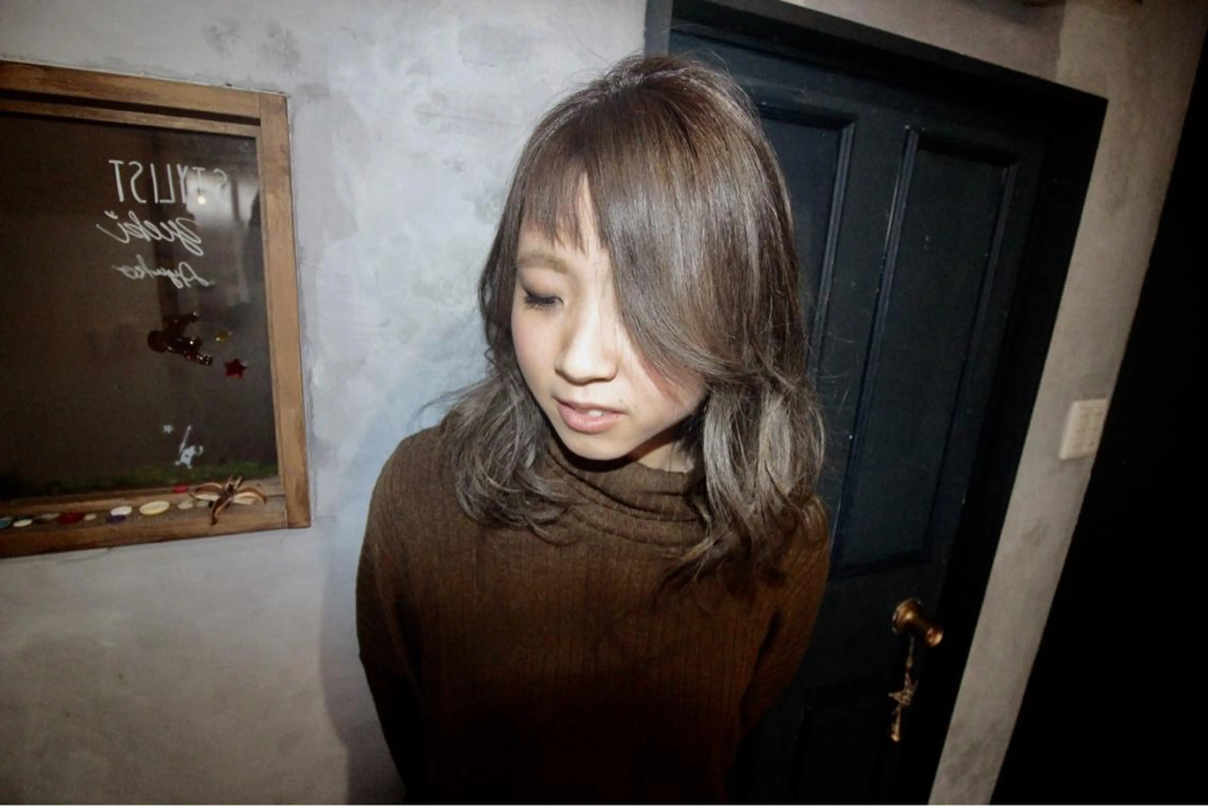 ミディアム セミロング ヘアアレンジ オン眉 松田 由貴のヘアスタイル