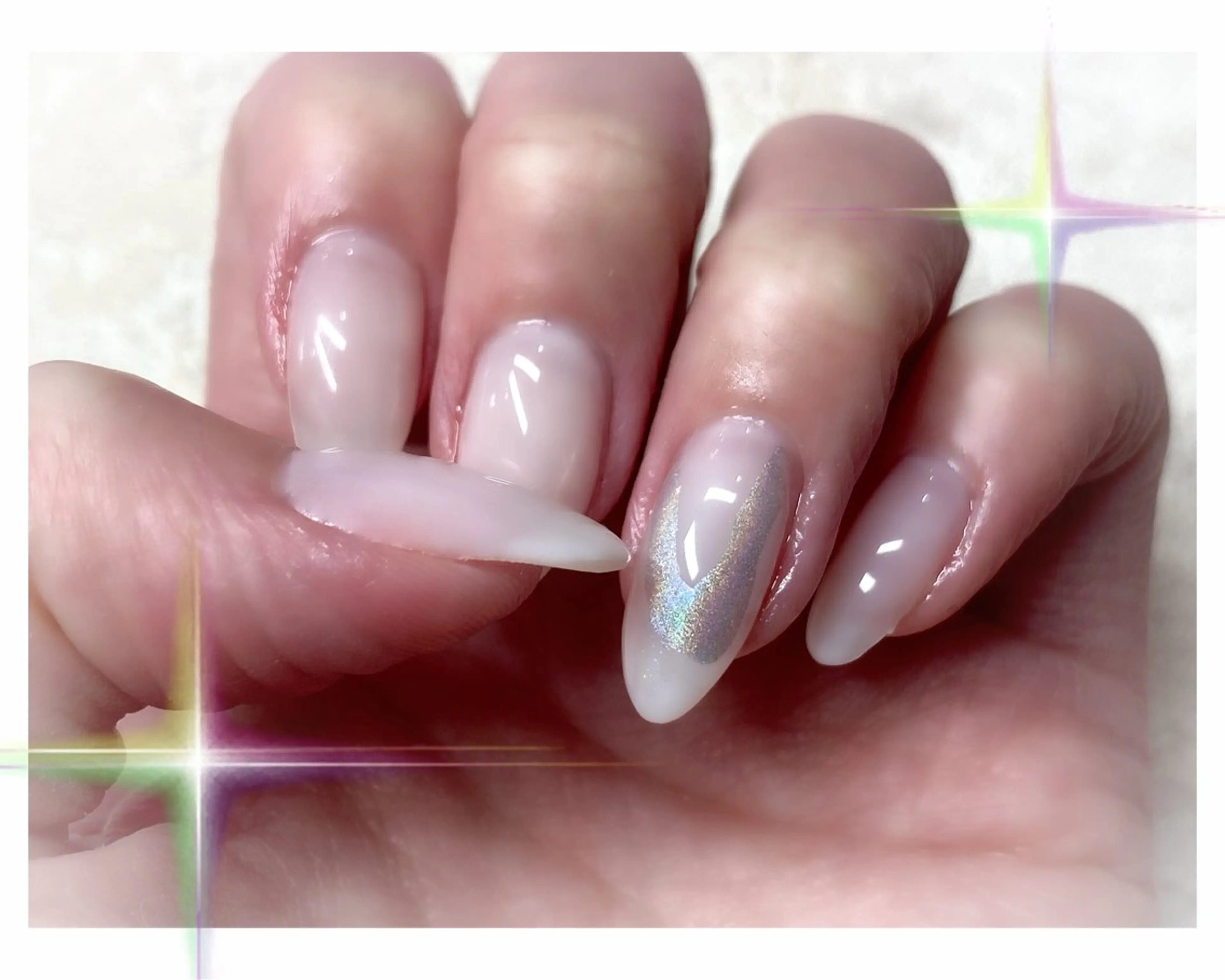 ネイル アートネイル オーロラネイル ミラーネイル オフィスネイル シルバー ハンドネイル puccimaSH nail 学芸大学所属・puccimaSH 🫧Miuのネイルデザイン