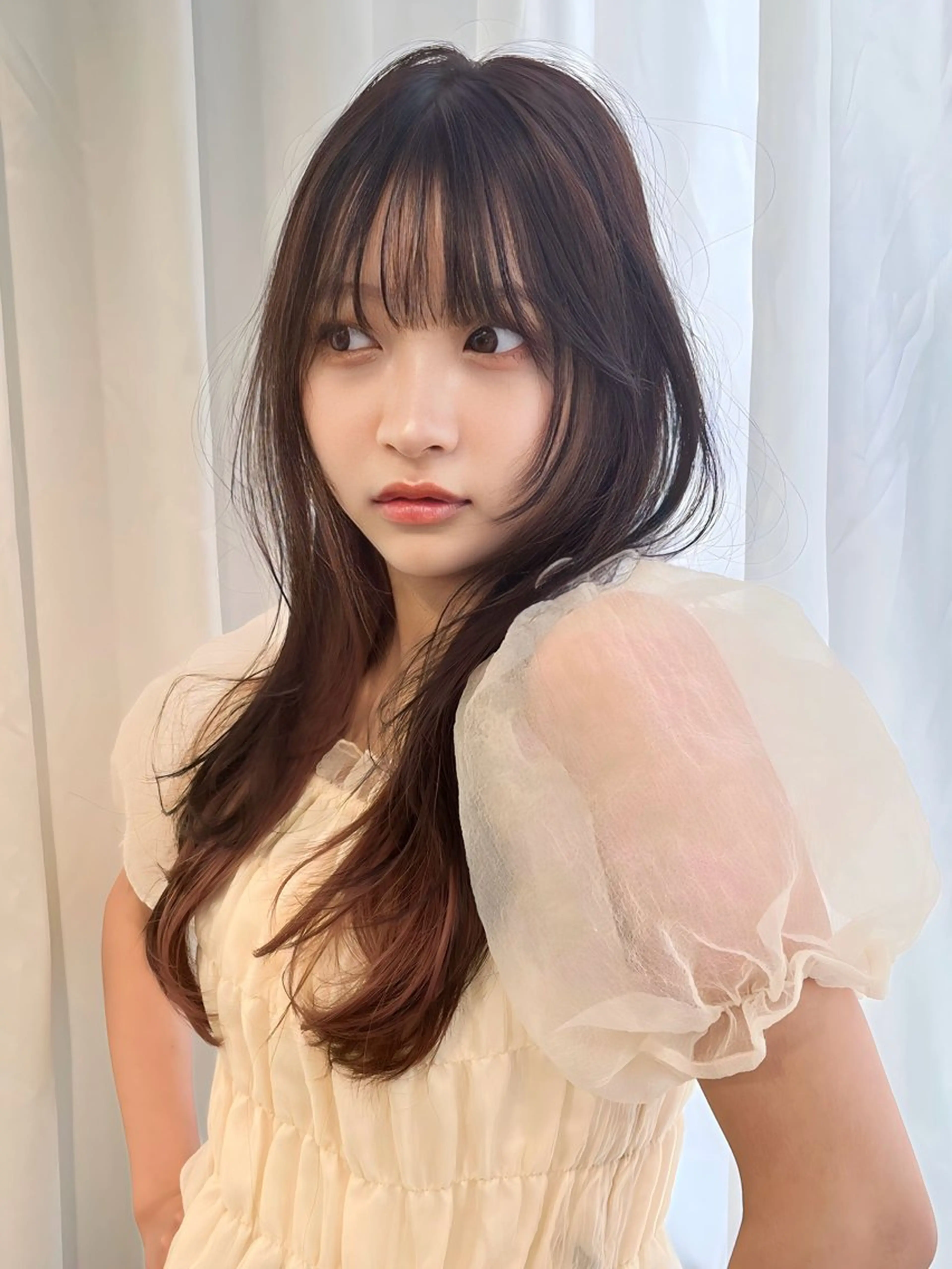 ロング カラー カット ヘアカラー トリートメント 韓国ハッシュカット/ 新宿/髪質改善/岡崎のヘアスタイル