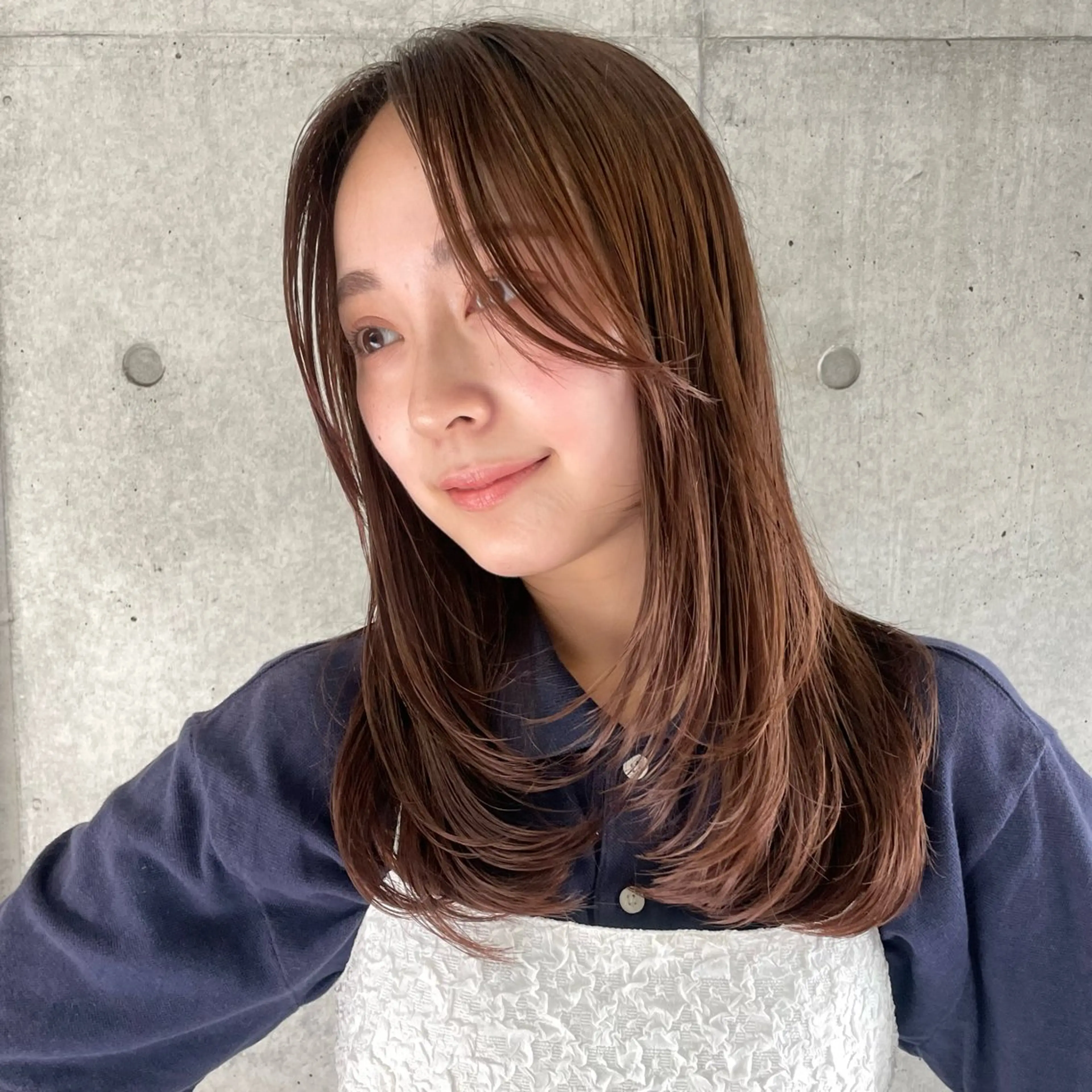 ミディアム カット ヘアカラー トリートメント 似合わせ/ベージュ /レイヤー/りほ🤍のヘアスタイル