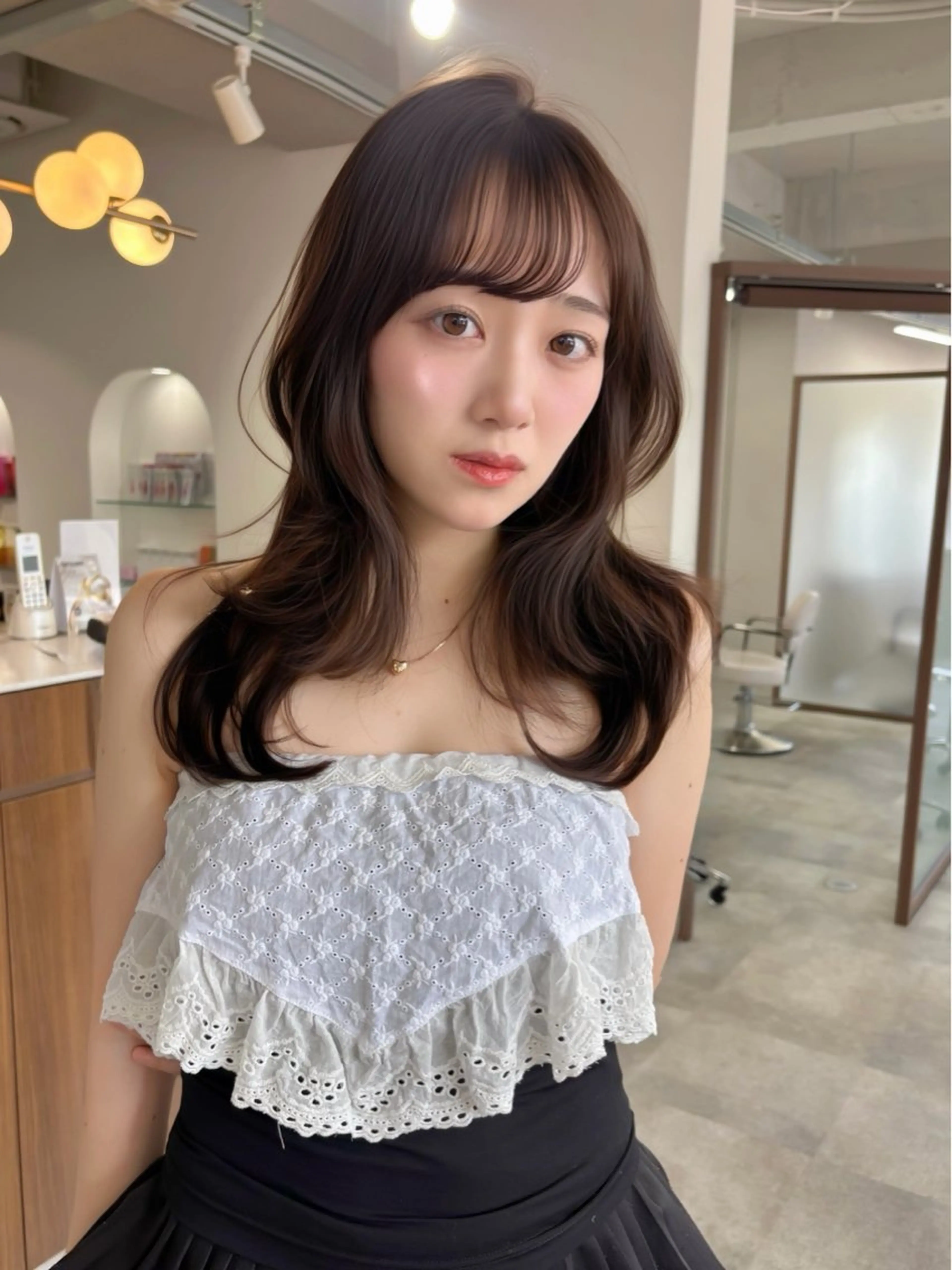 セミロング カラー アッシュ アッシュブラウン ブラウンカラー ダークアッシュ グレージュ カット ヘアカラー トリートメント 藤野 結衣のヘアスタイル