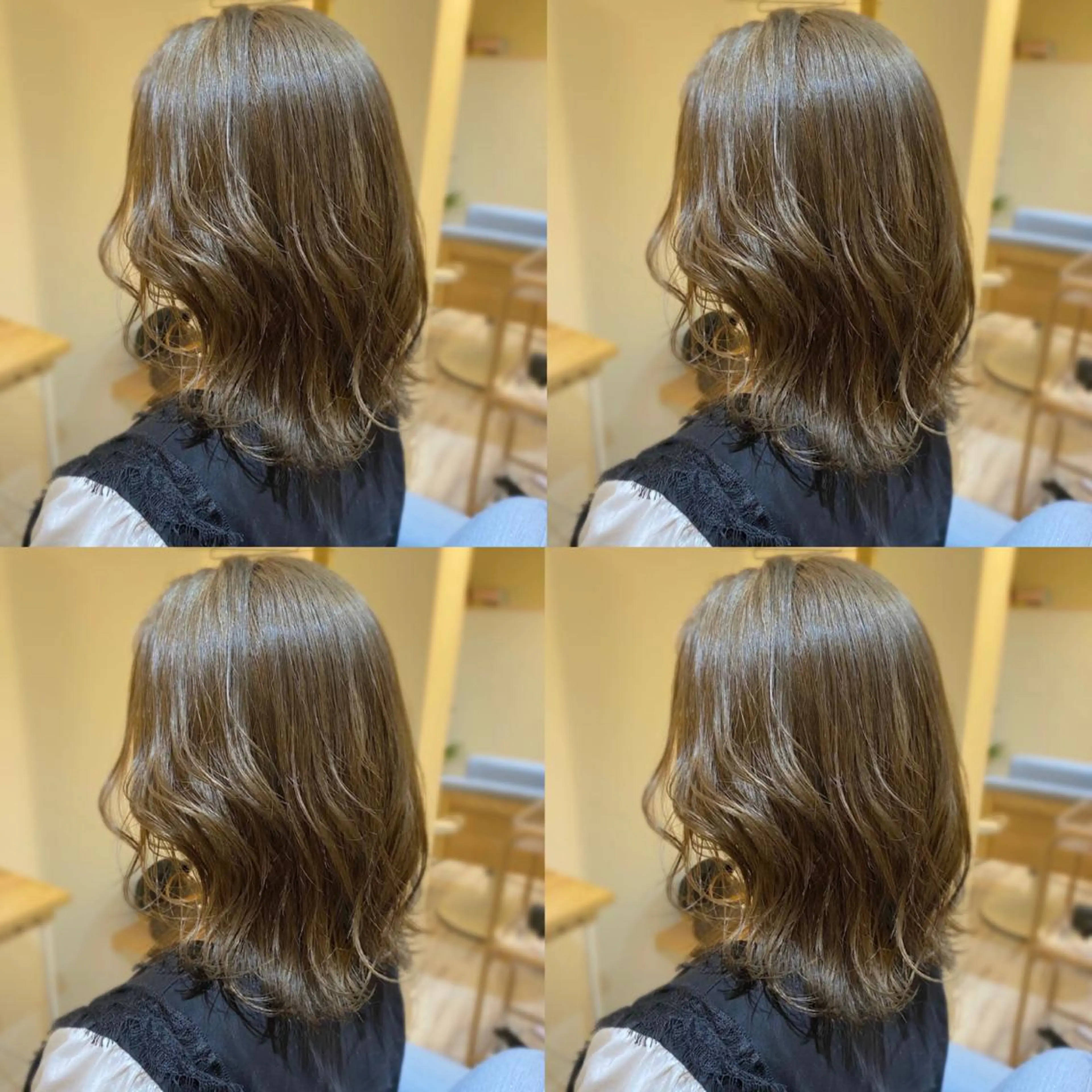 セミロング カラー 金島 青のヘアスタイル