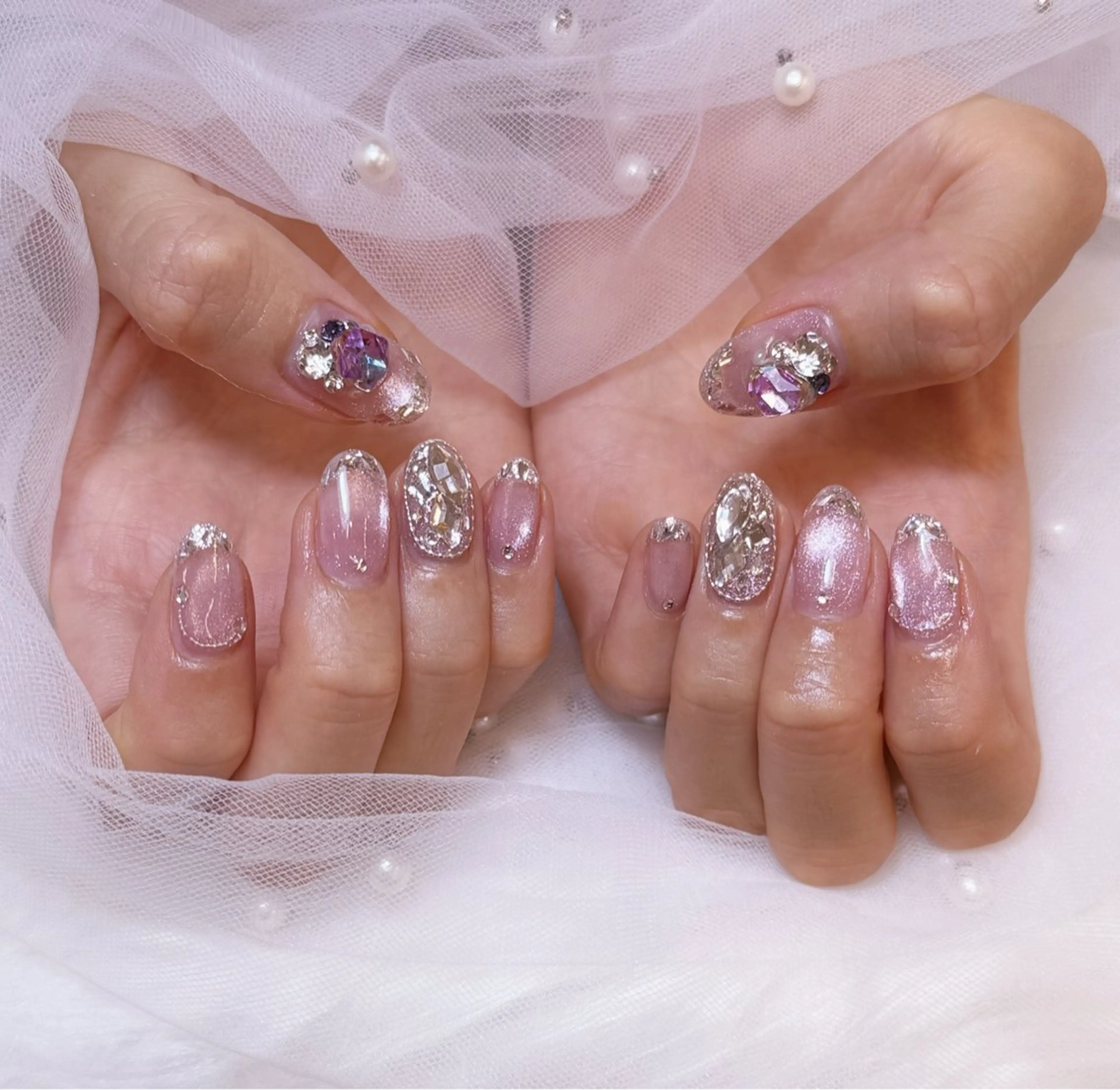 ネイル アートネイル フラッシュネイル フラワーネイル ジェルネイル ガーリー Puti nailのネイルデザイン